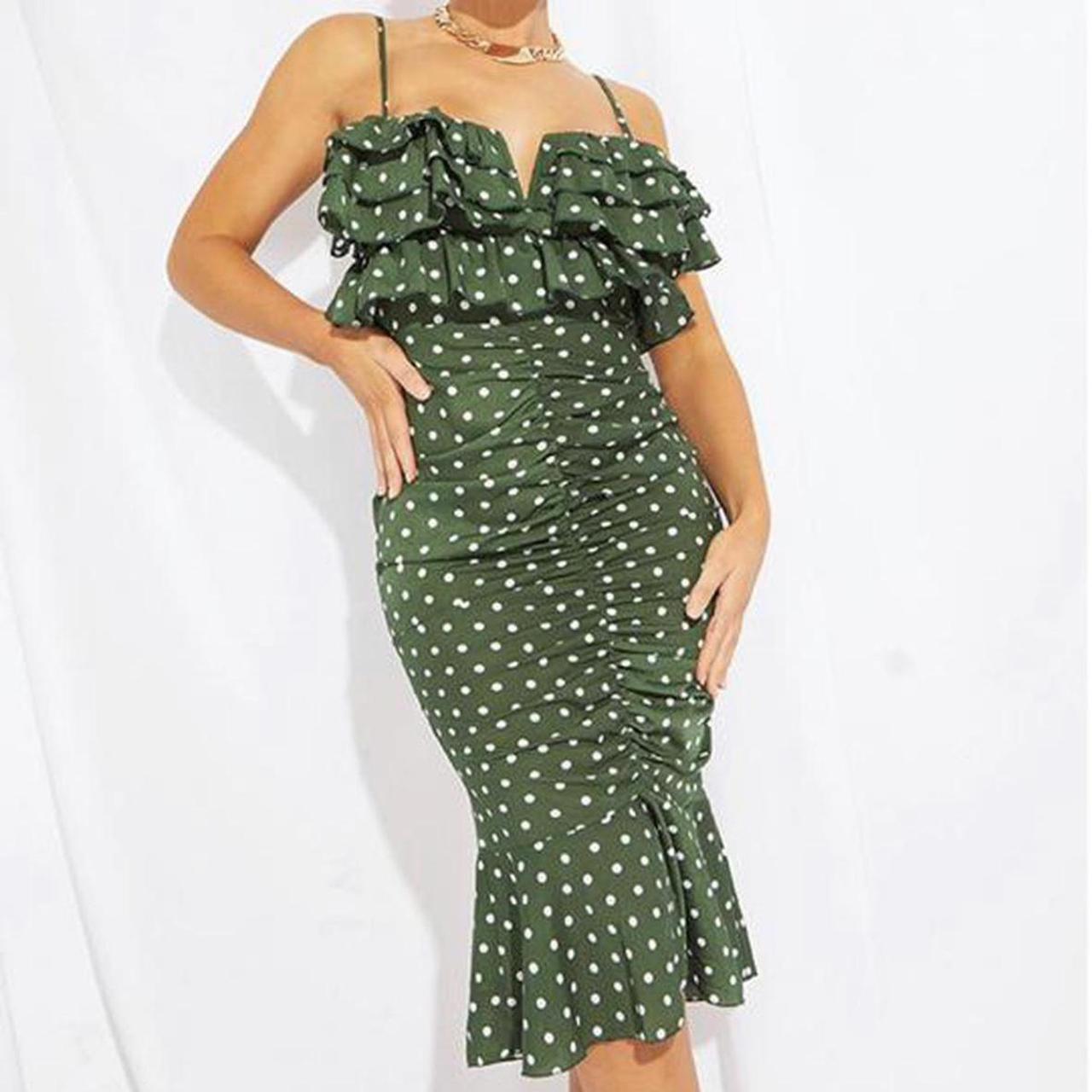 premium emerald green sequin embroidered bandeau midi dress