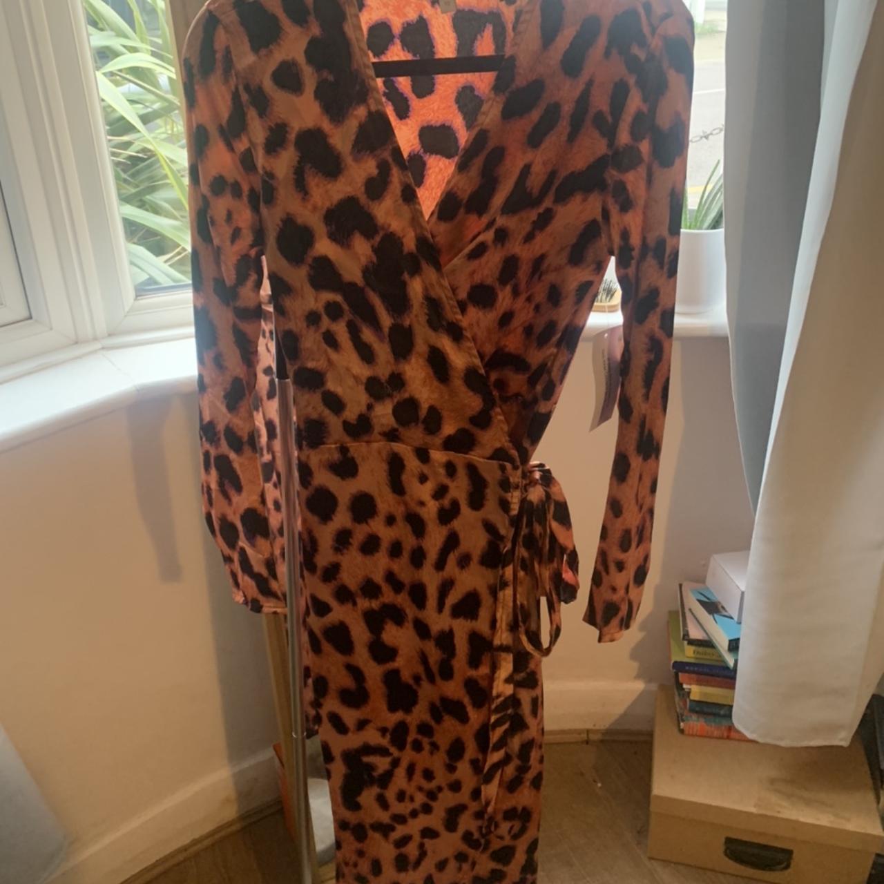 Dancing Leopard Orange Leopard Print Wrap Dress SOLD
