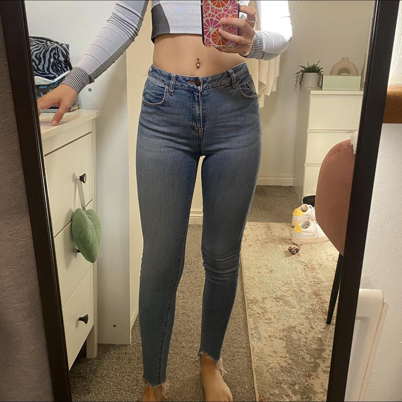 Brandy melville skinny jeans with frayed ankles Says... - Depop