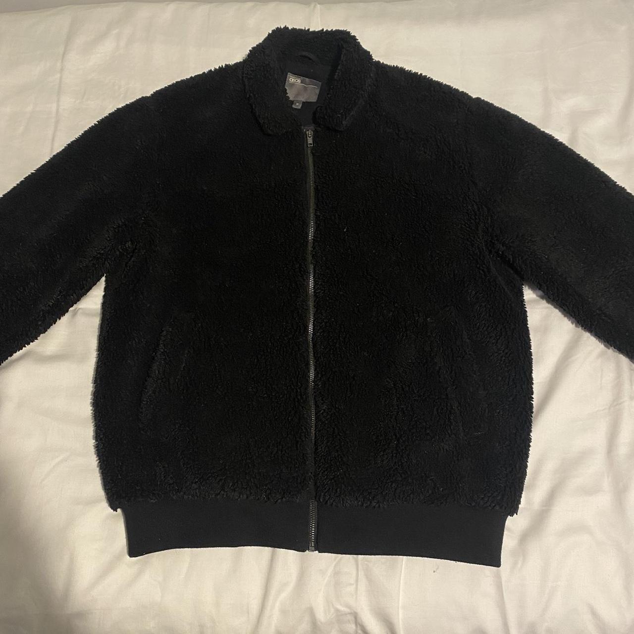 Men’s ASOS black teddy bear Borg jacket Size medium... - Depop