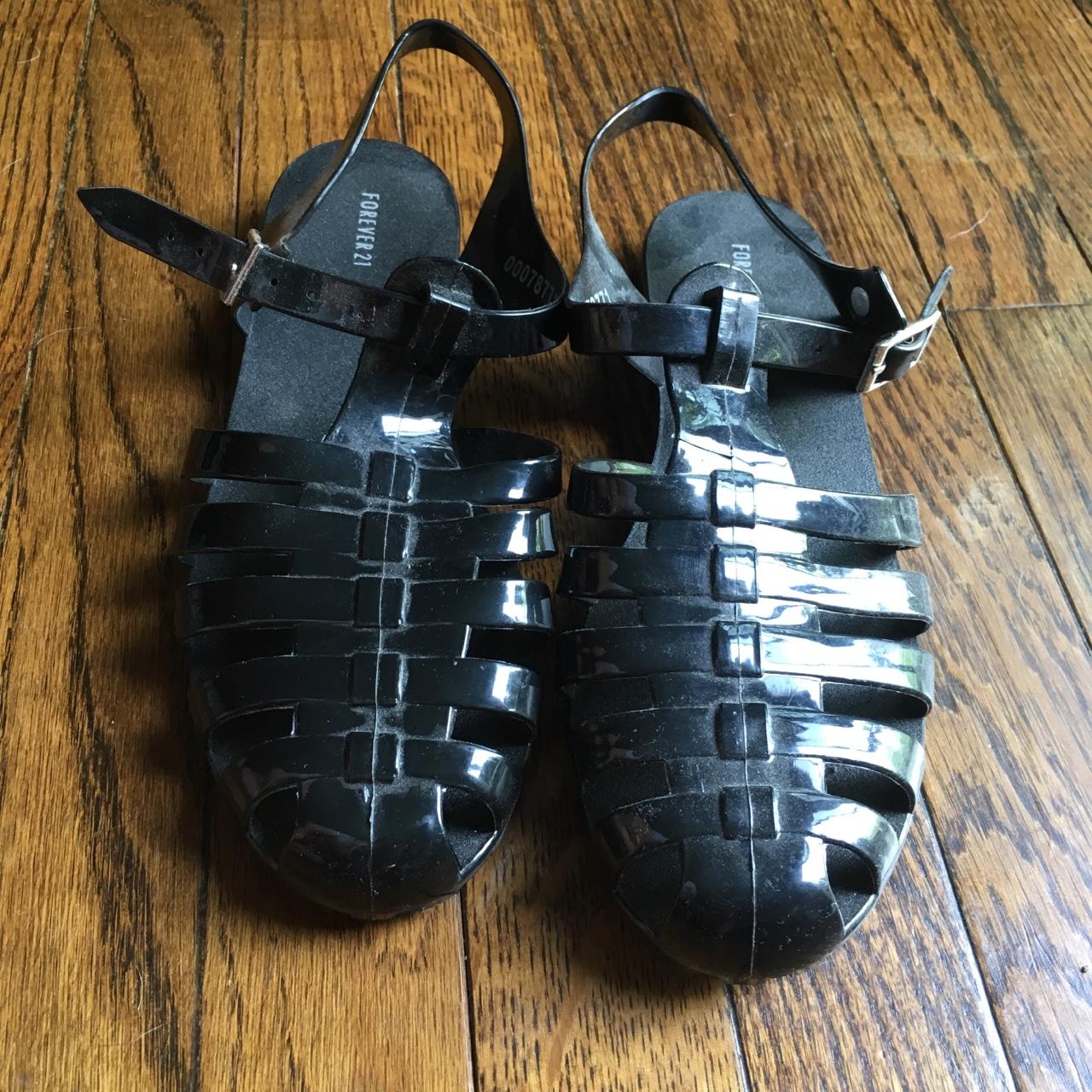 Black Jelly Sandals Forever 21 Only worn once Depop