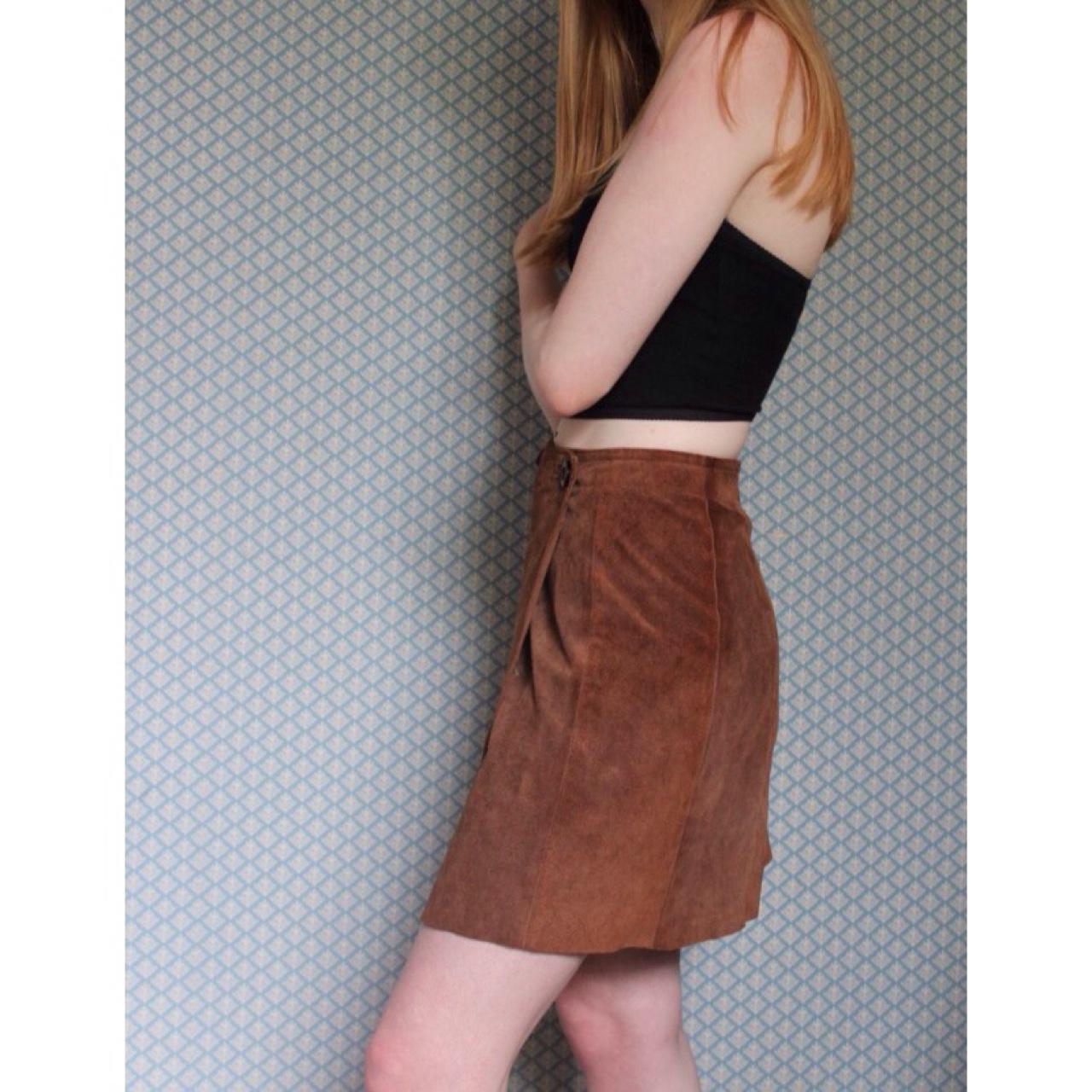 Beautiful vintage real suede wrap skirt with button - Depop