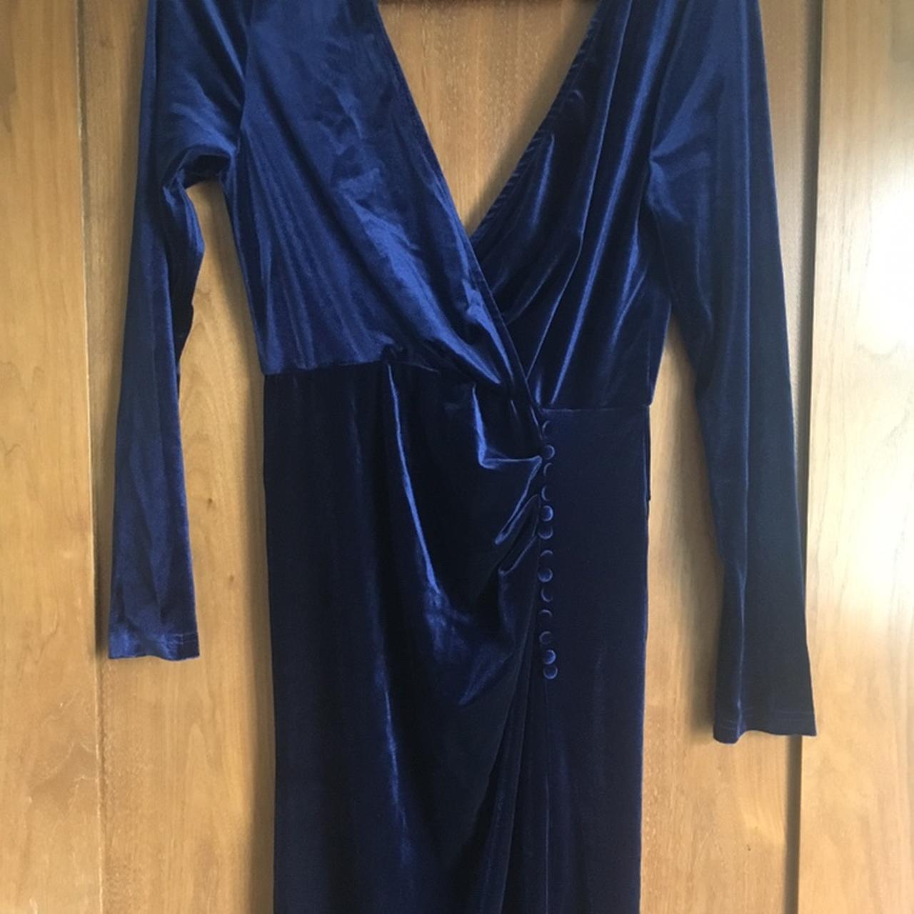 Tfnc velvet maxi wrap dress 2024 in navy