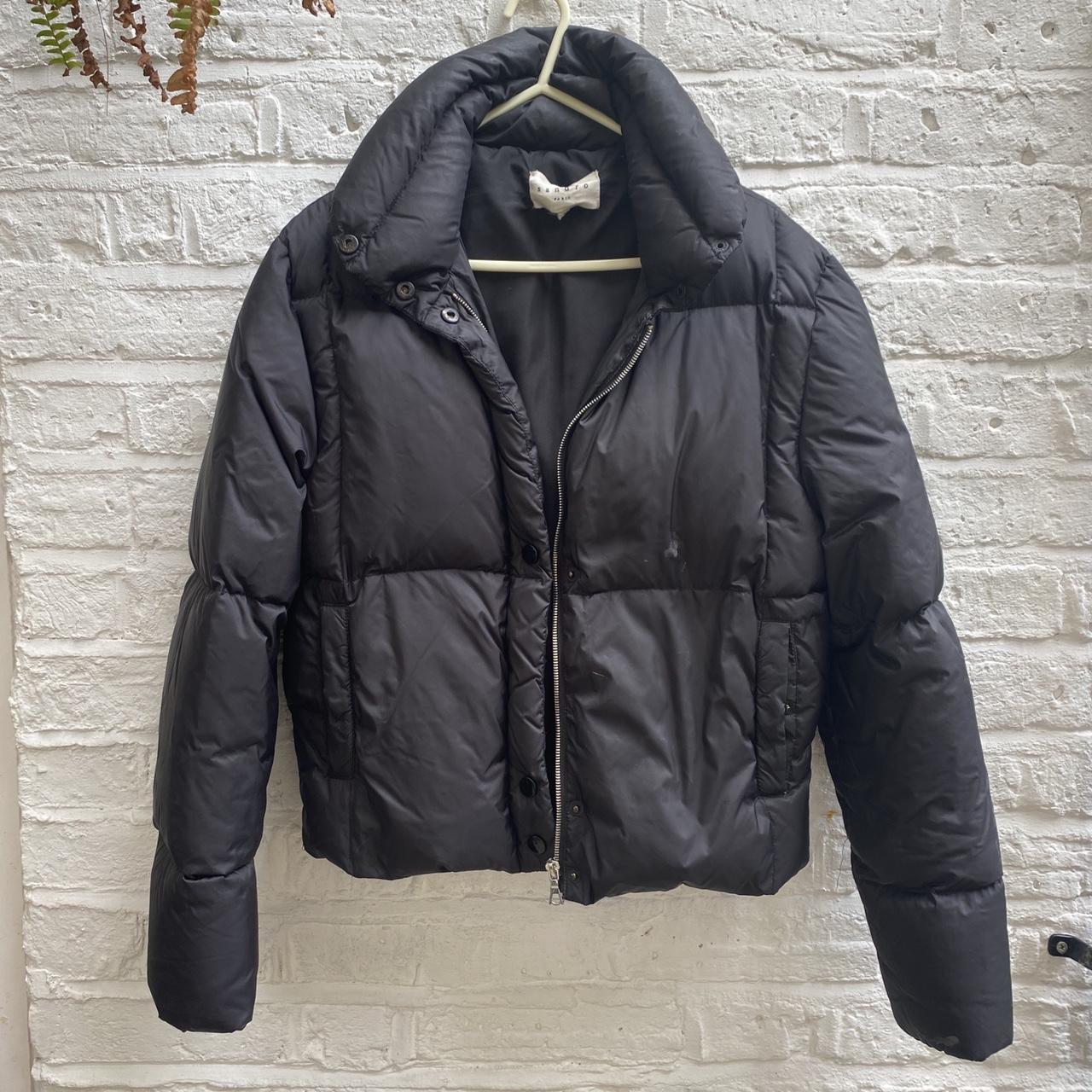 Sandro black slightly cropped puffer jacket. Super... - Depop