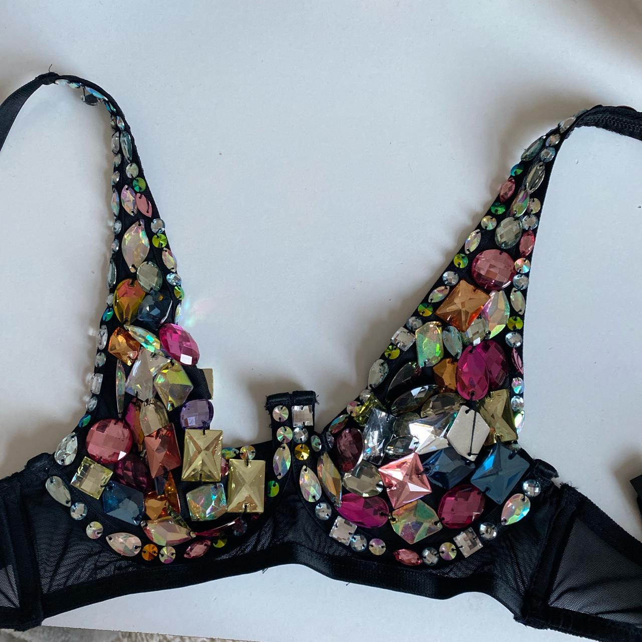 Jewelled bra 32b only ever tried on festival Depop