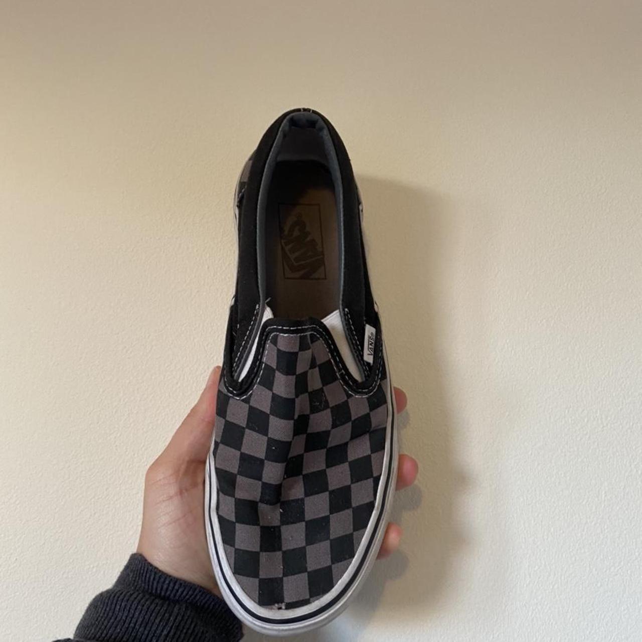 Grey checkered vans, worn a couple of times. Really... - Depop