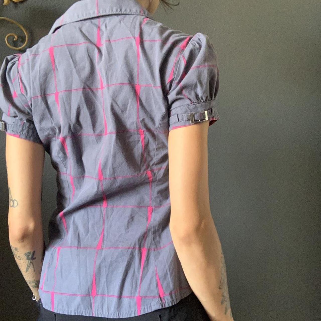 Express Women's Grey and Pink Blouse Depop