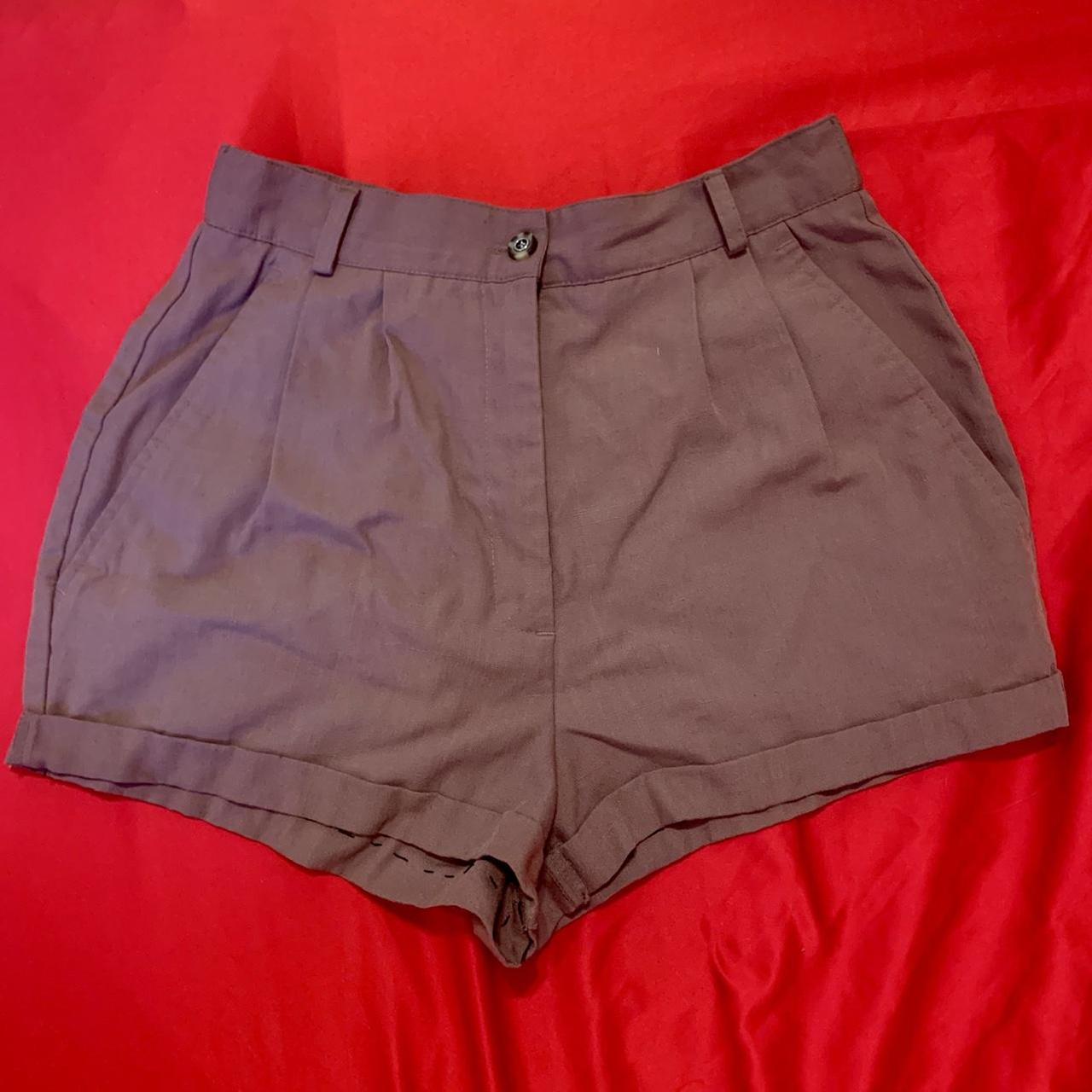 Pleated Purple Cuffed shorts Size 6 Very cute retro,... Depop