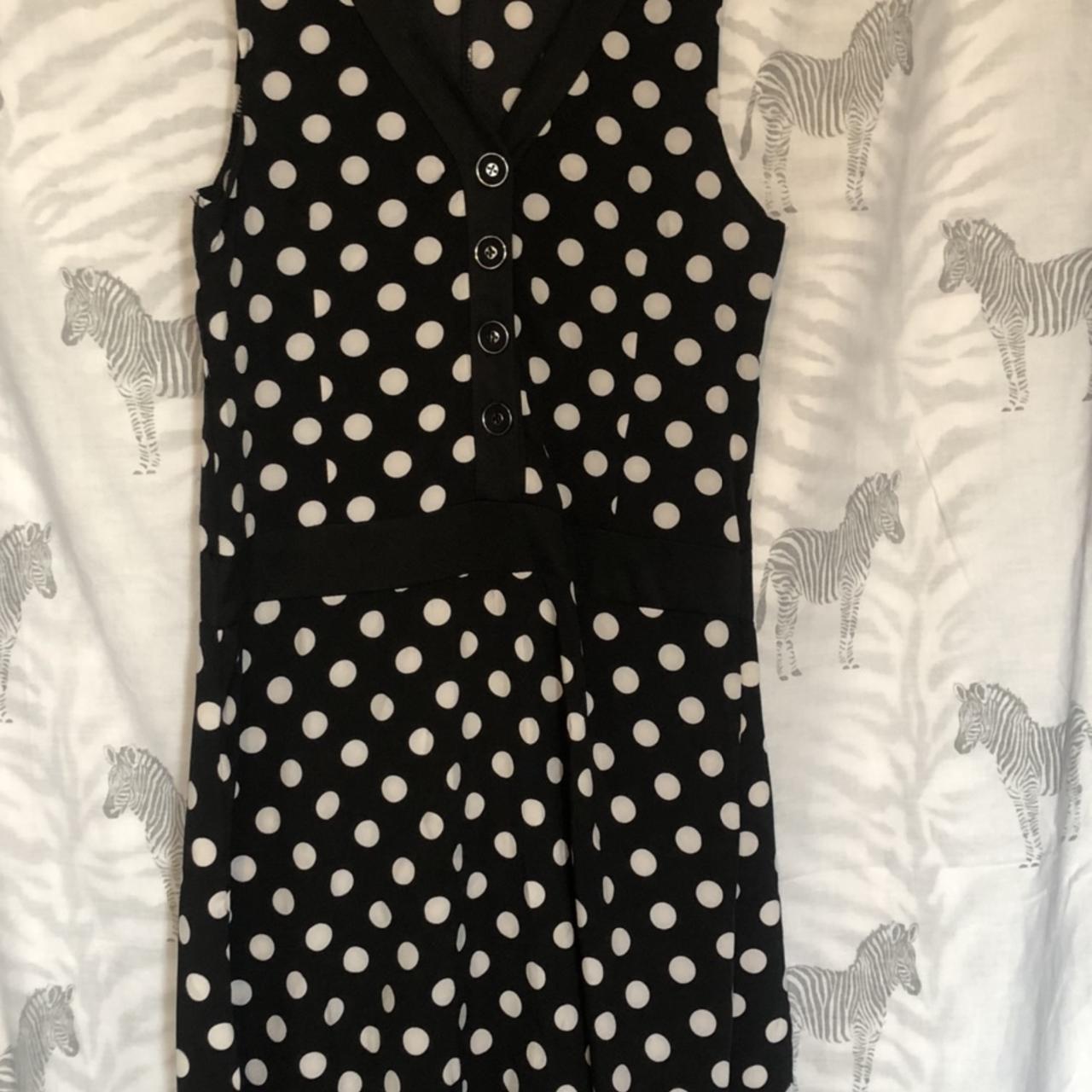 Polka Dot Sleeveless V-Neck Print Dress One-Piece... - Depop