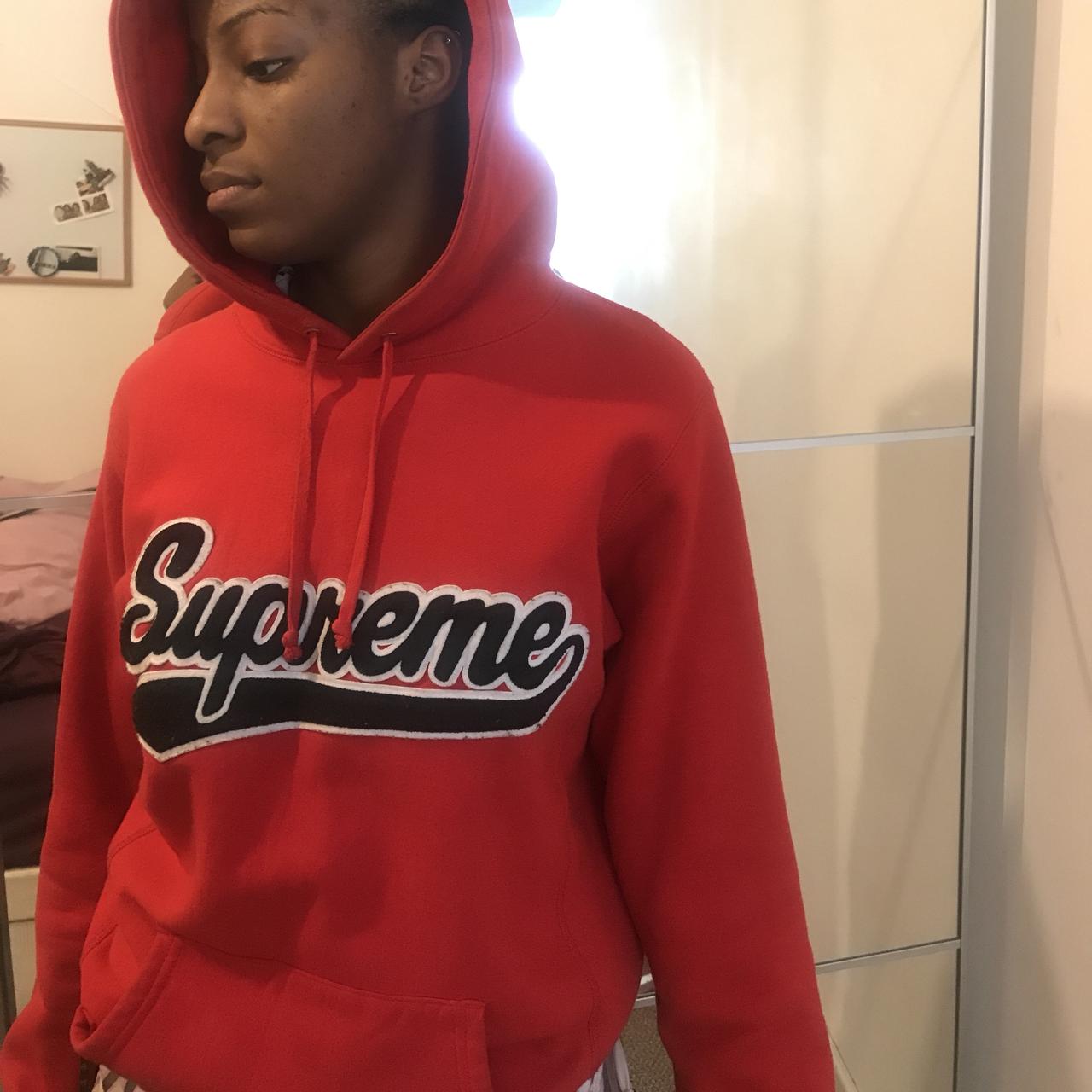my local thrift is selling this tragic fake supreme hoodie for $120 🫠 :  r/Depop