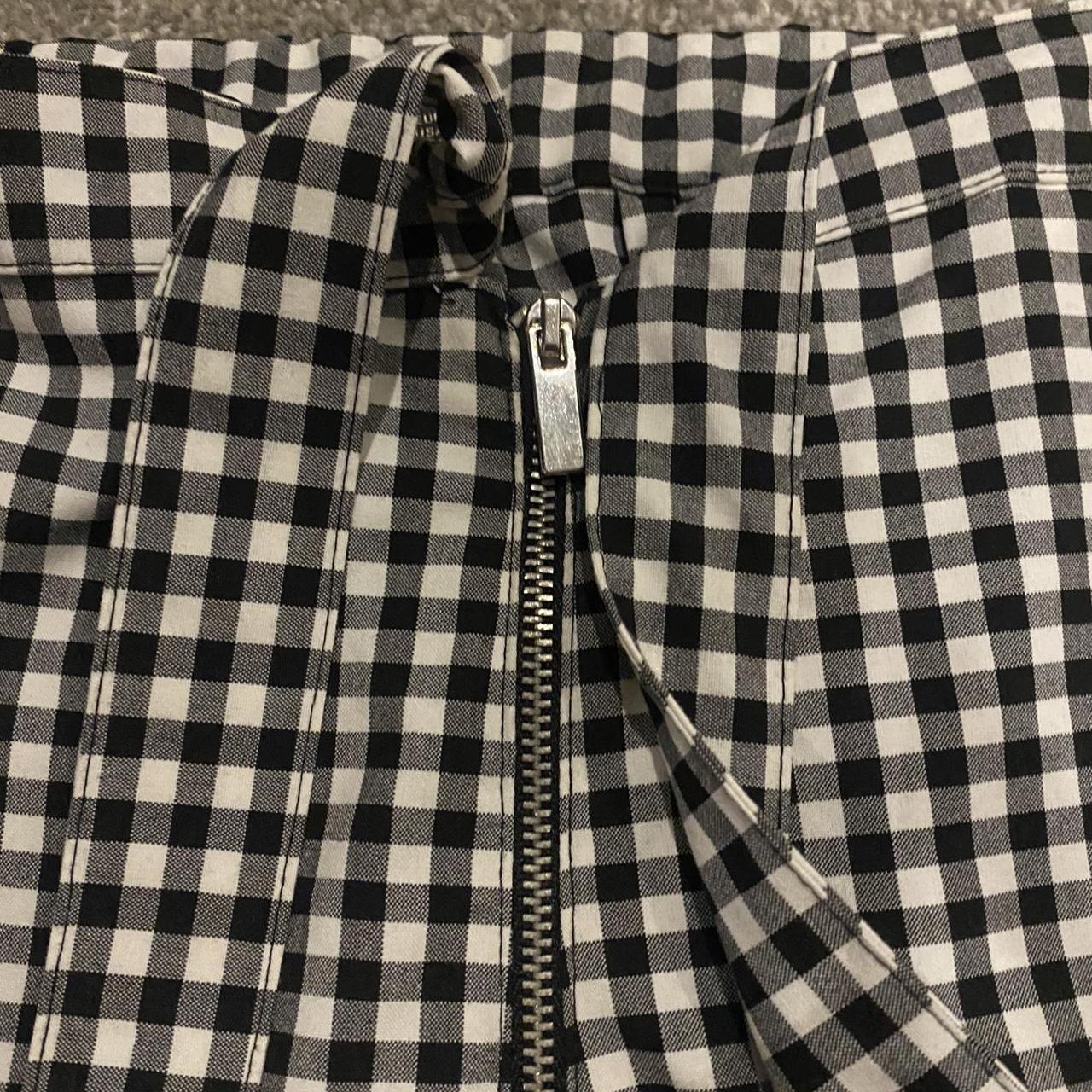 Zara black and white checkered pants with zip up... - Depop