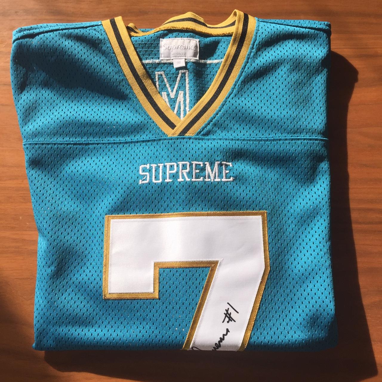 Supreme football jersey 10/10 never worn size... - Depop