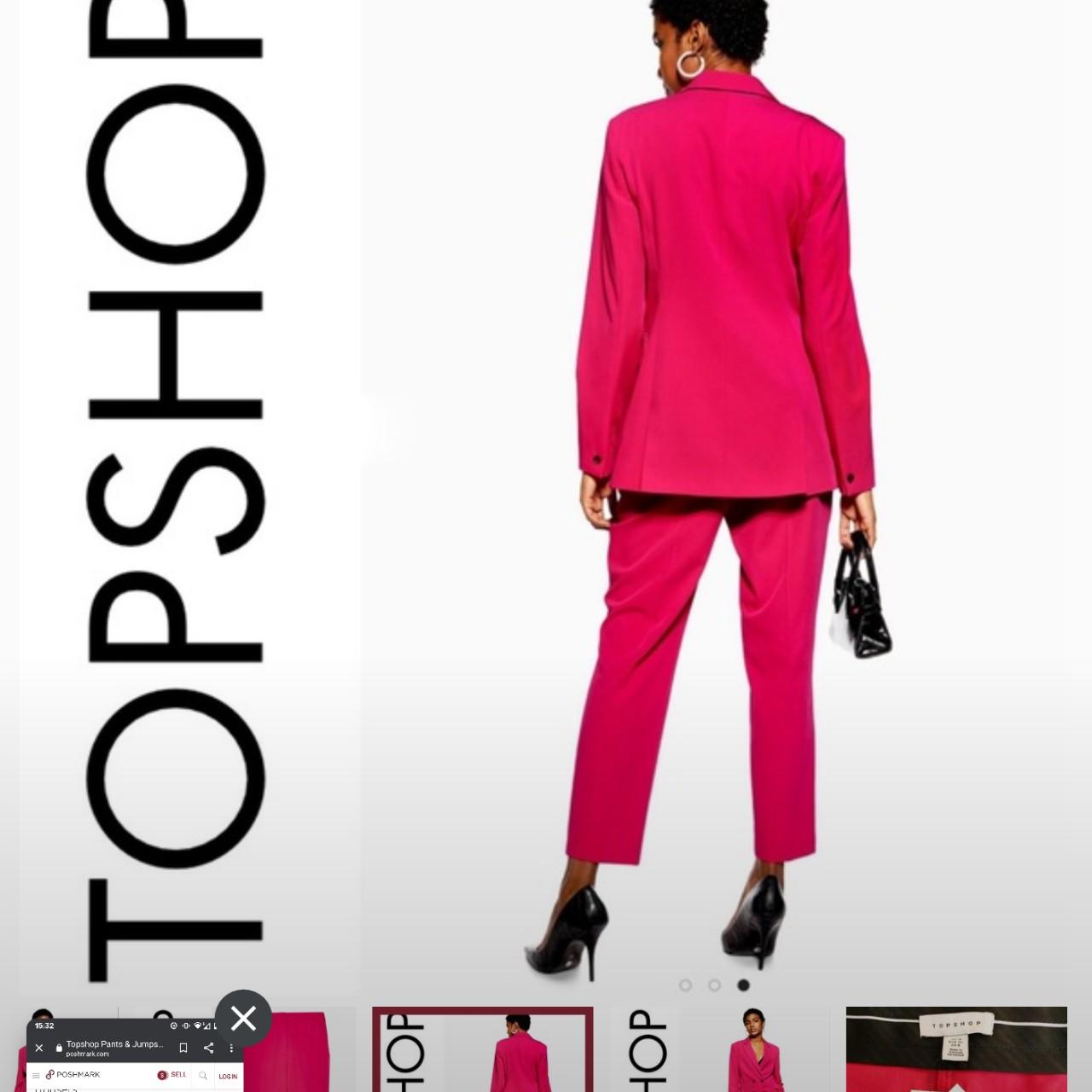 TOPSHOP FUSHIA PINK BLAZER AND TAPERED TROUSERS SUIT  Depop