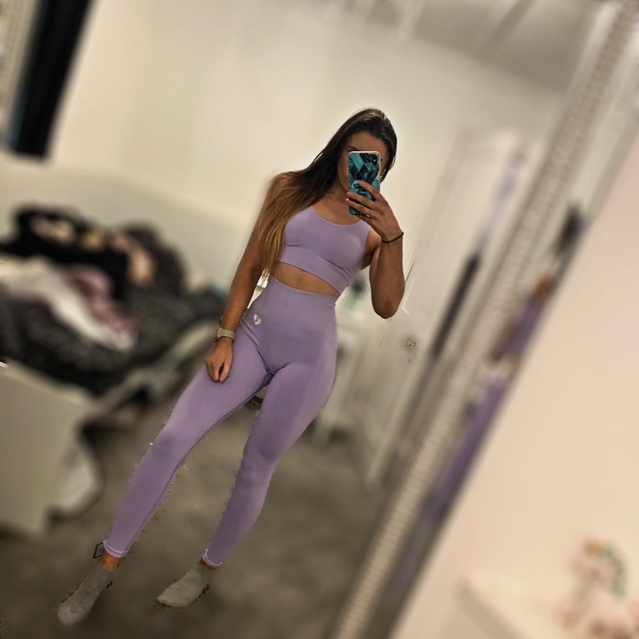 Women's best lilac gym leggings in original - Depop