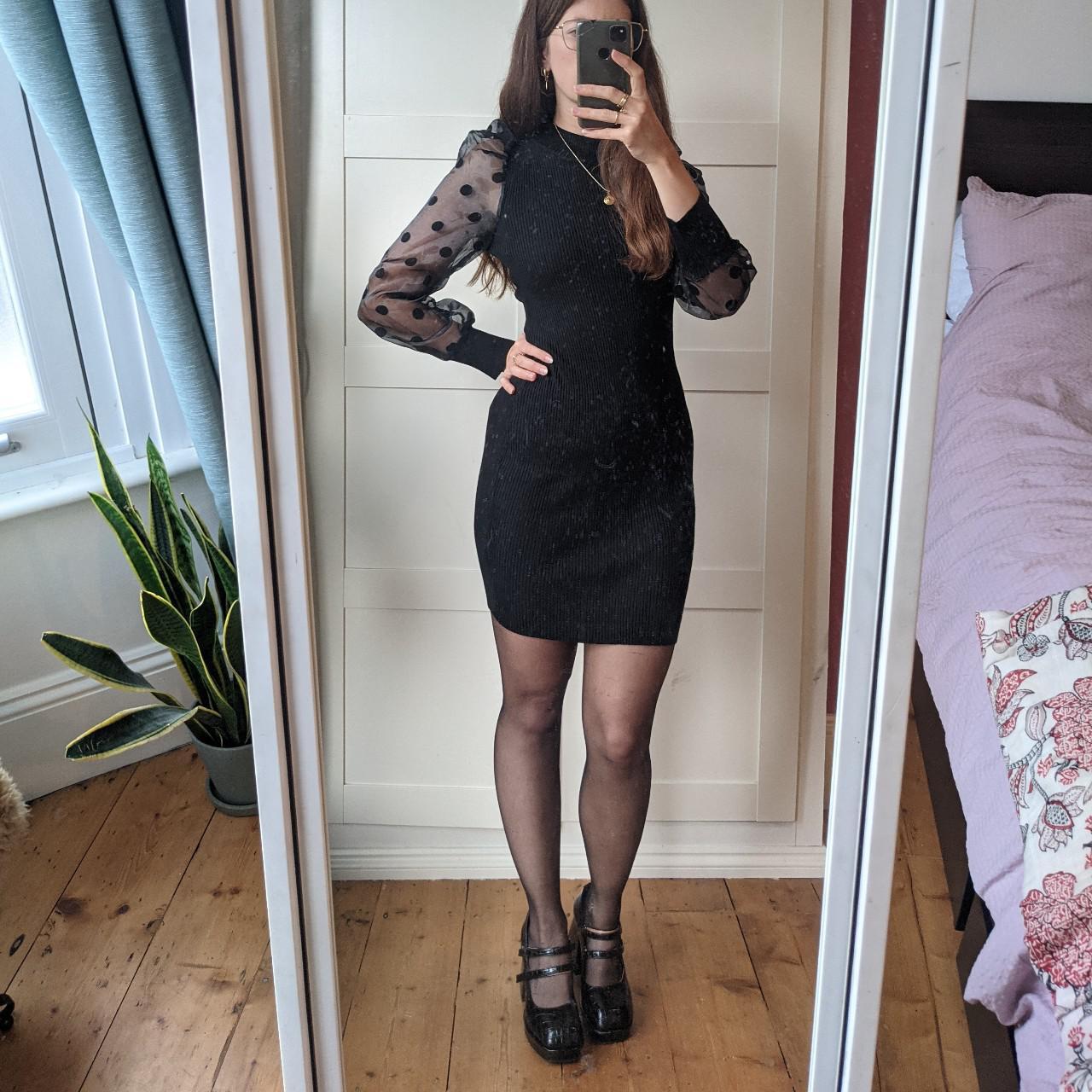 Black bodycon best sale dress with tights