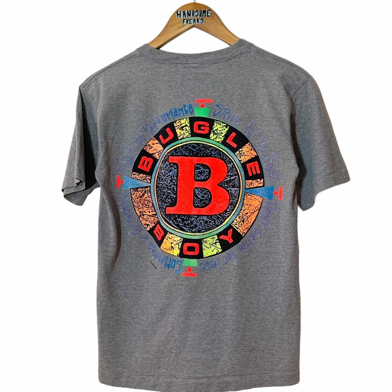 90’s Vintage Bugle Boy Logo Tshirt Grey 100... Depop