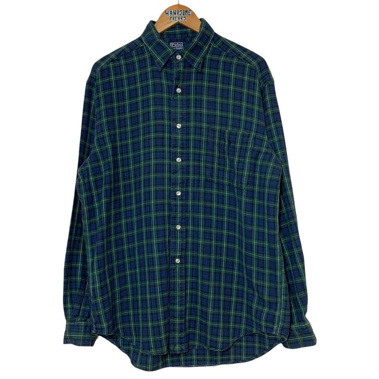 90’s Polo Ralph Lauren Plaid Button-up Shirt - Green... - Depop