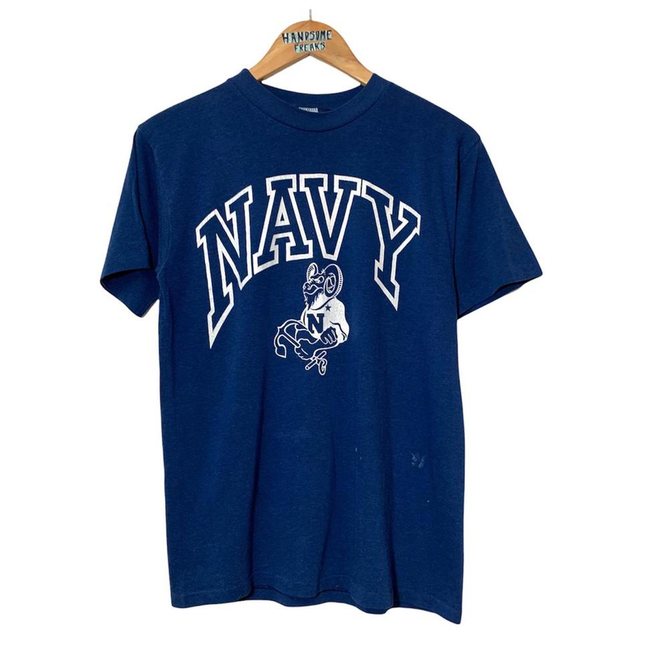 American Vintage Men's Navy And White T-shirt 