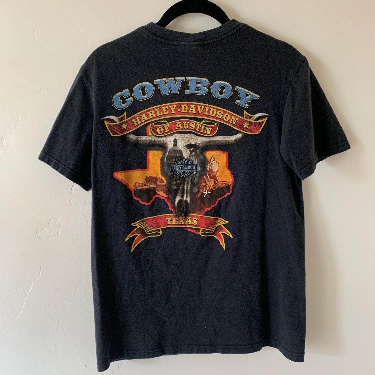 Harley Davidson Motorcycles cowboy Austin tshirt... - Depop