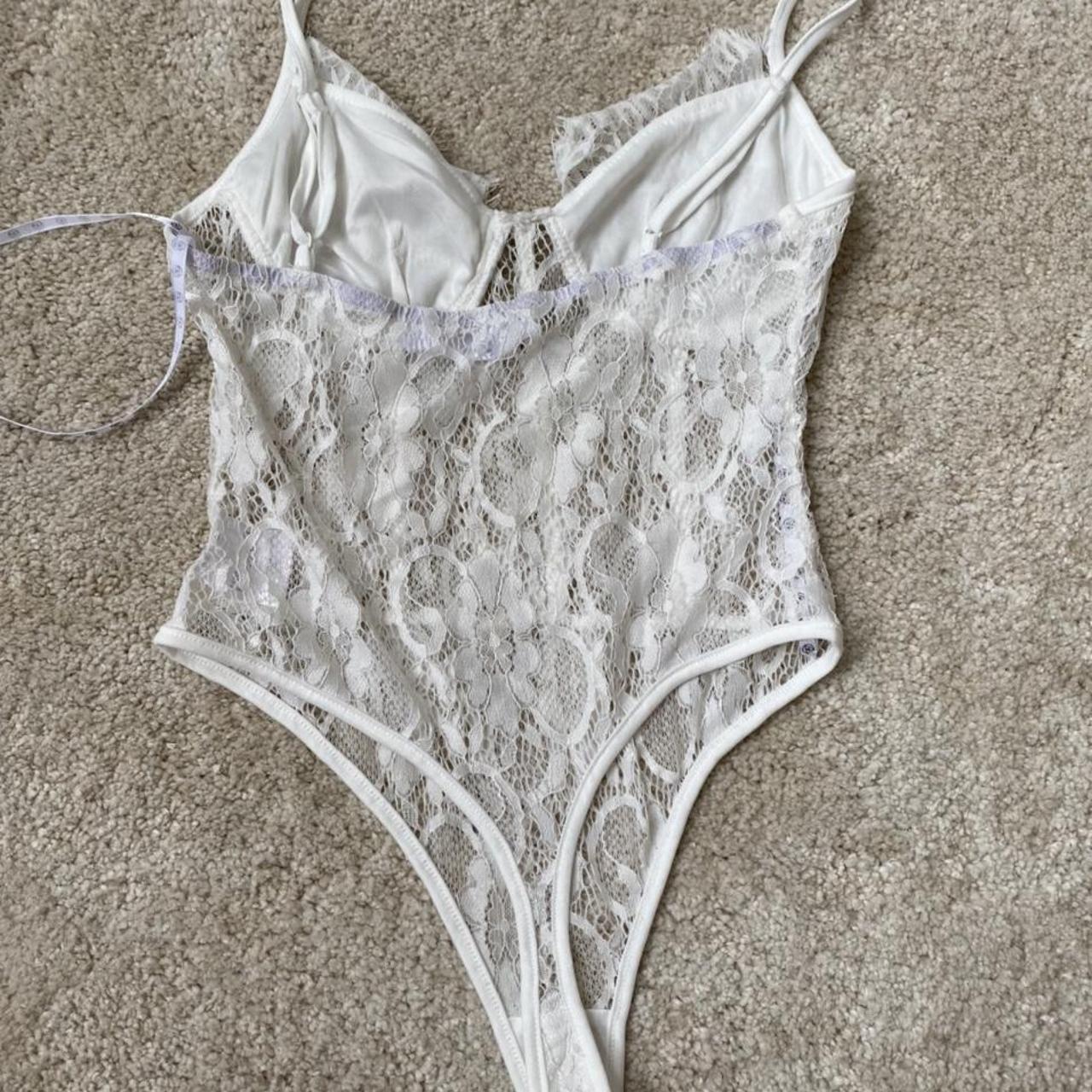 Missguided White Lace Bodysuit Size 10 Whitelace Depop 8555