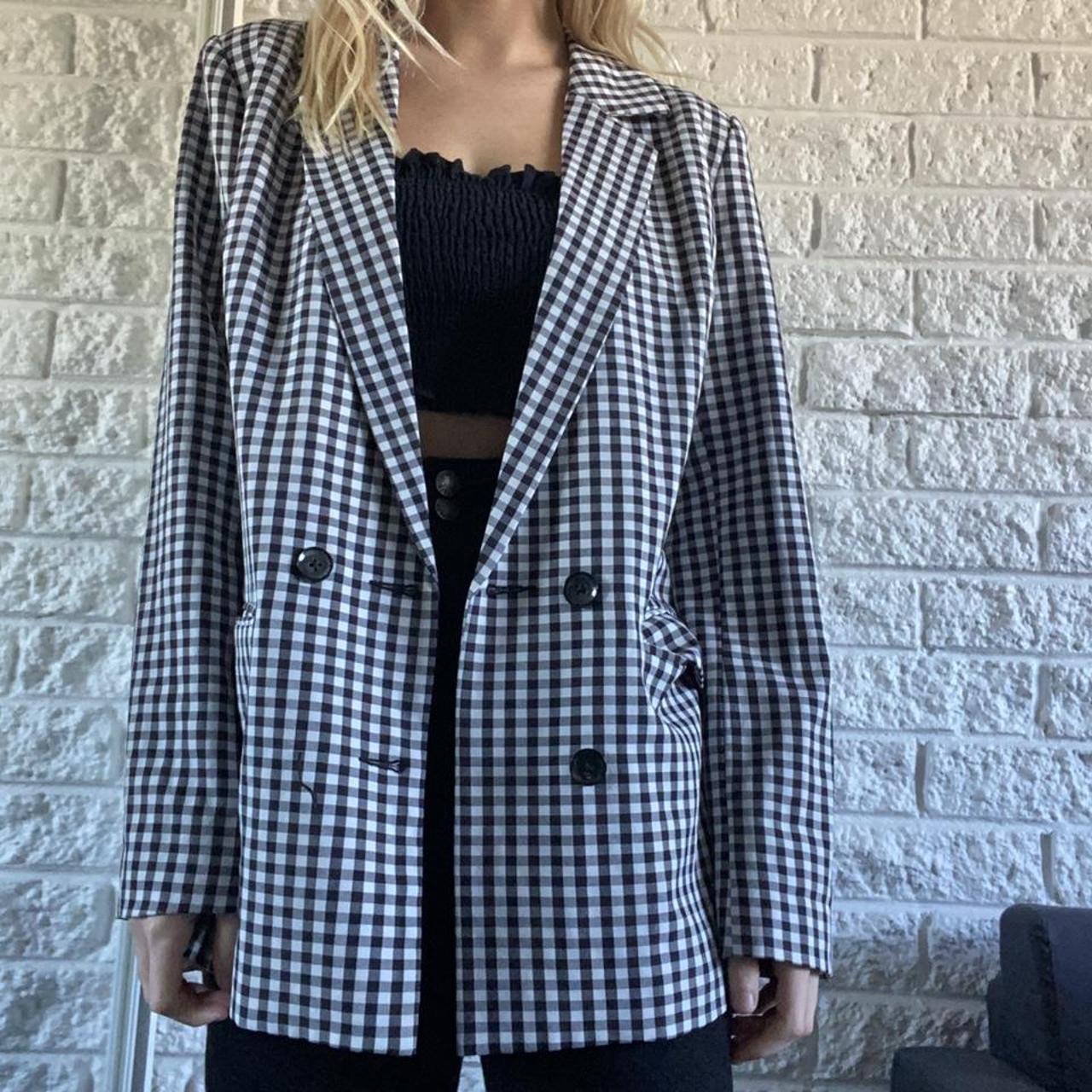 Women's Black and White Jacket | Depop