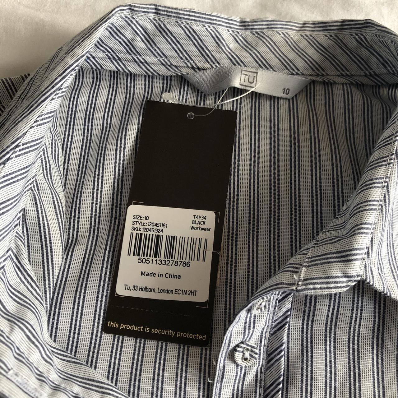 TU Sainsbury Smartwear Blue Multitrack Striped Shirt... - Depop