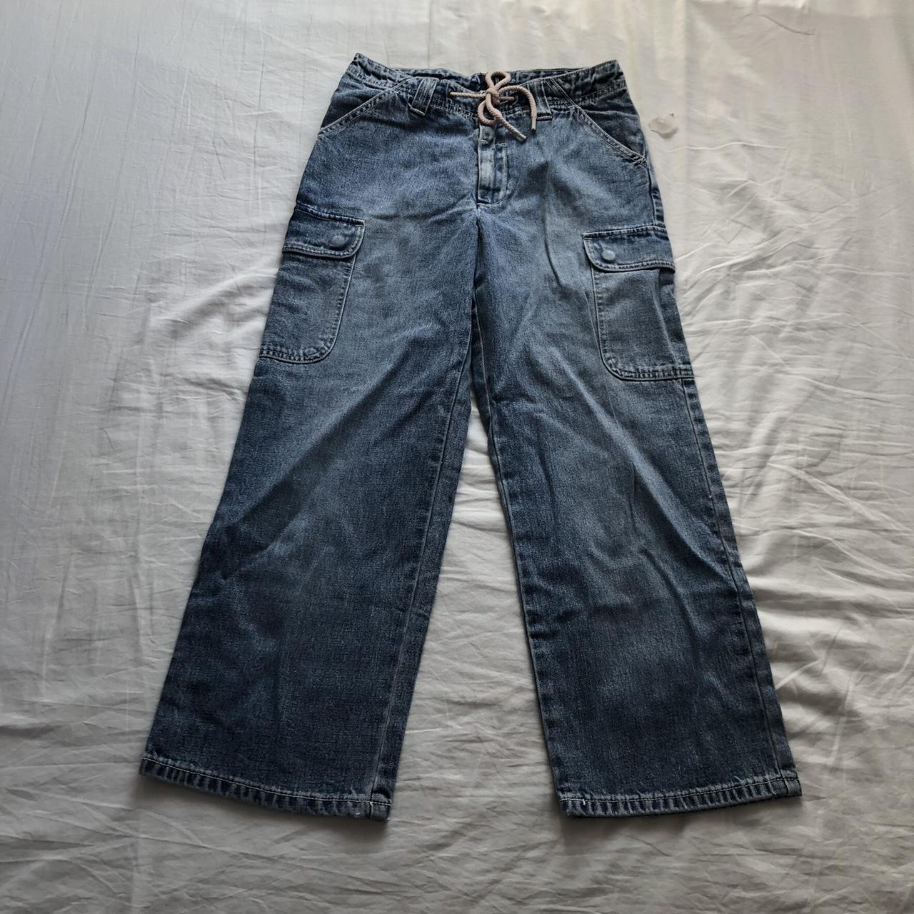 GAP Kids Blue Cargo Straight Jeans (8) Waist... - Depop