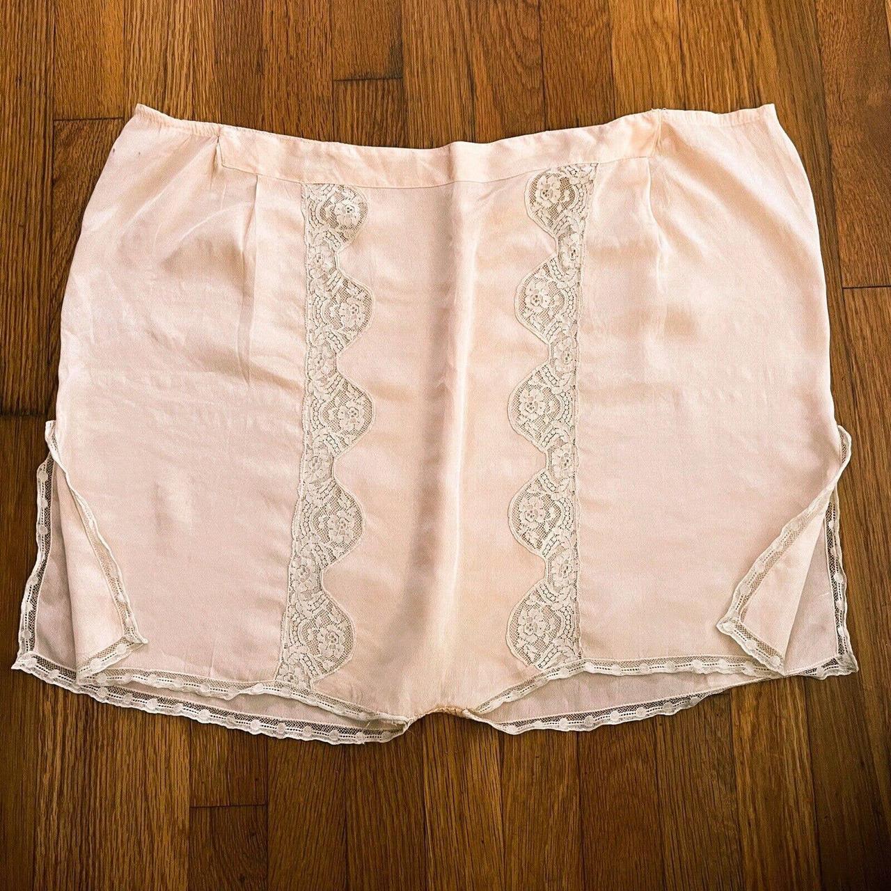 Antique Silk Tap Pants French Alencon Lace Silk... - Depop