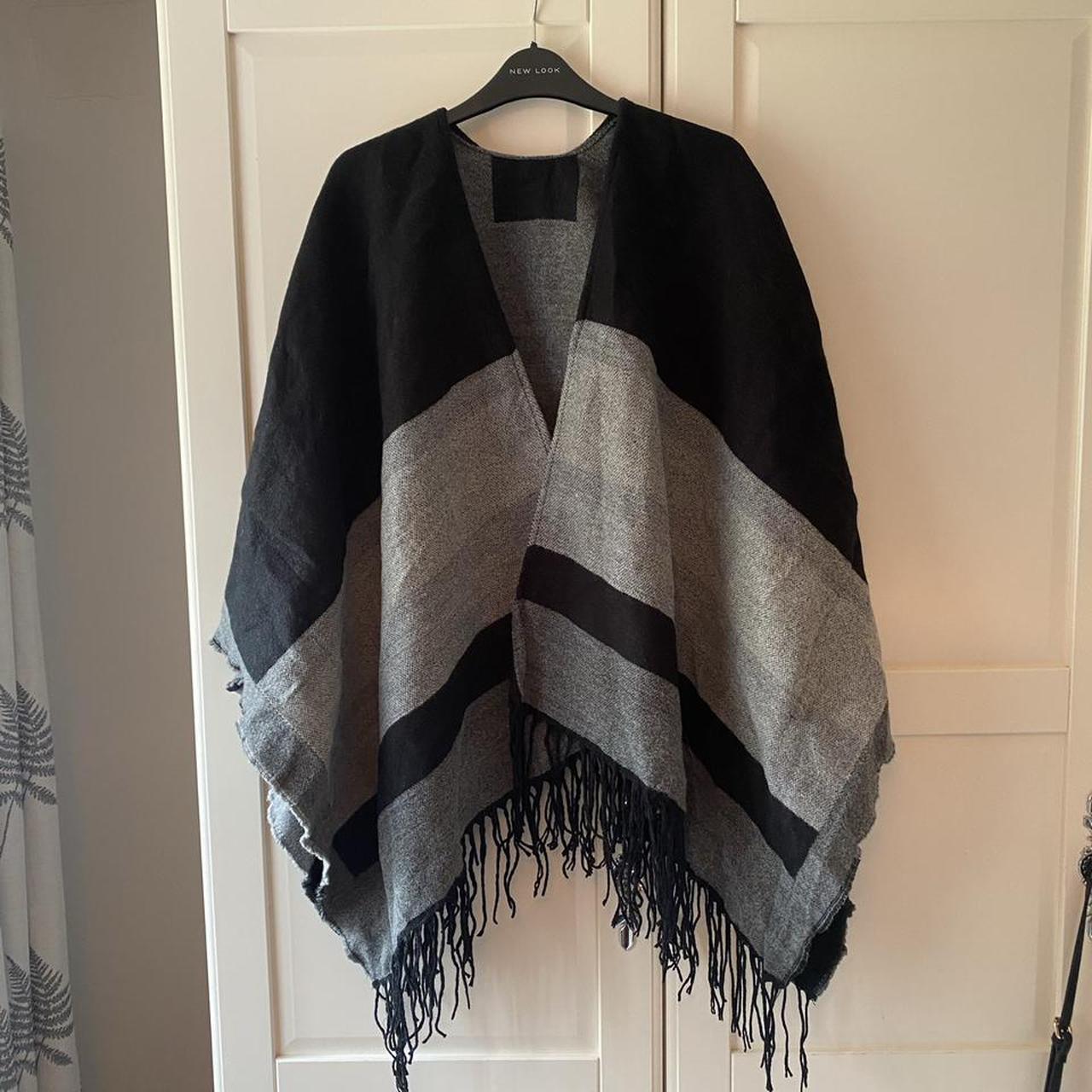 New Look reversible tassled hem wrap around cape. No... - Depop