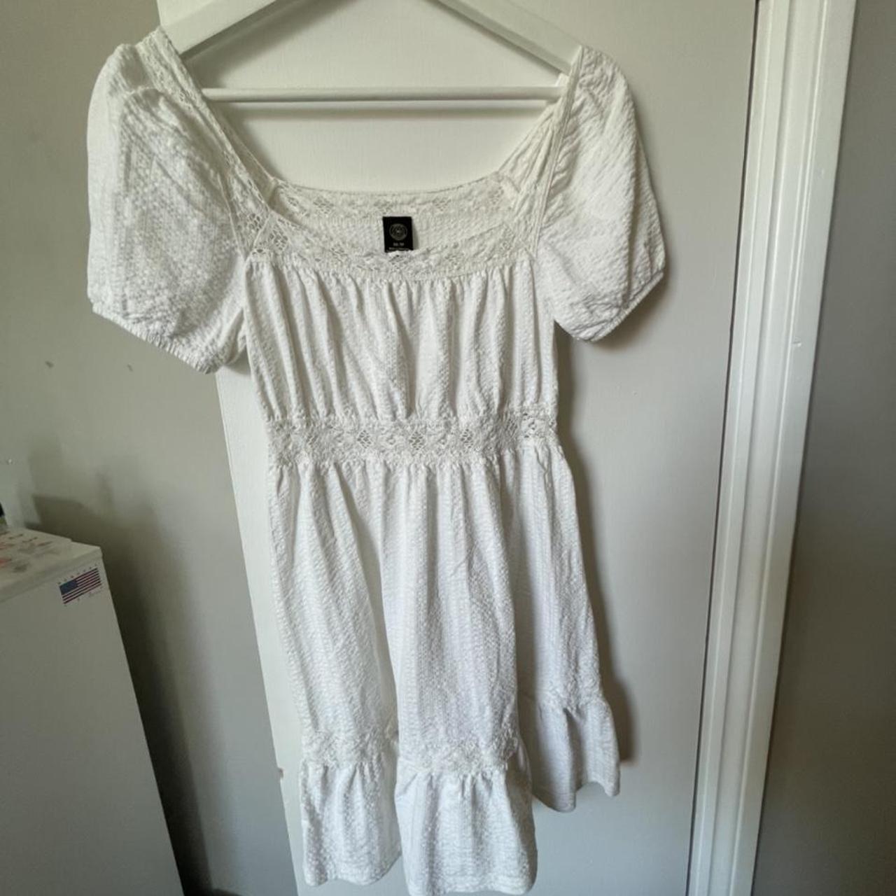 White Urban Outfitters Baby doll dress , linen in... - Depop