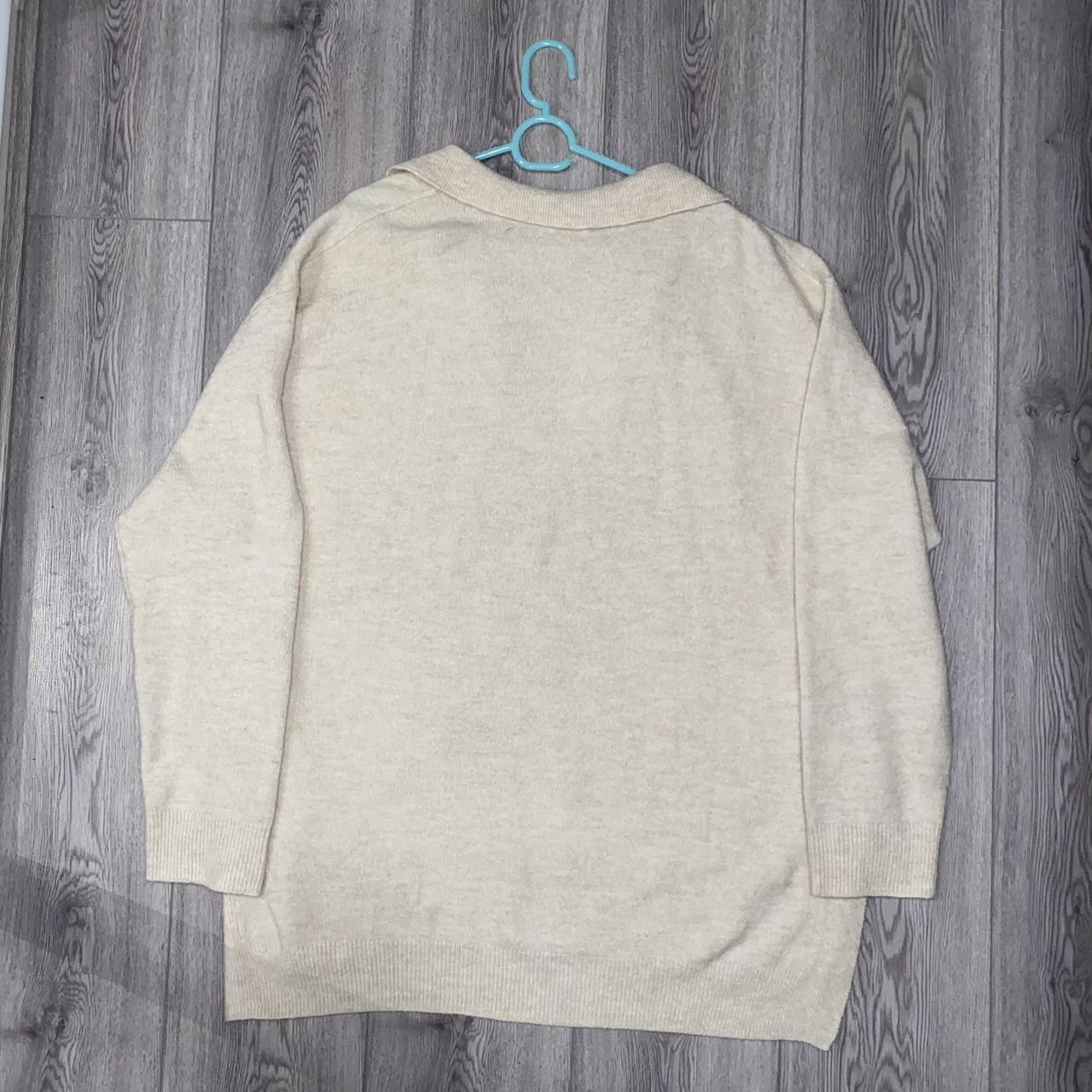 H&M beige polo neck sweater with collar in size... - Depop