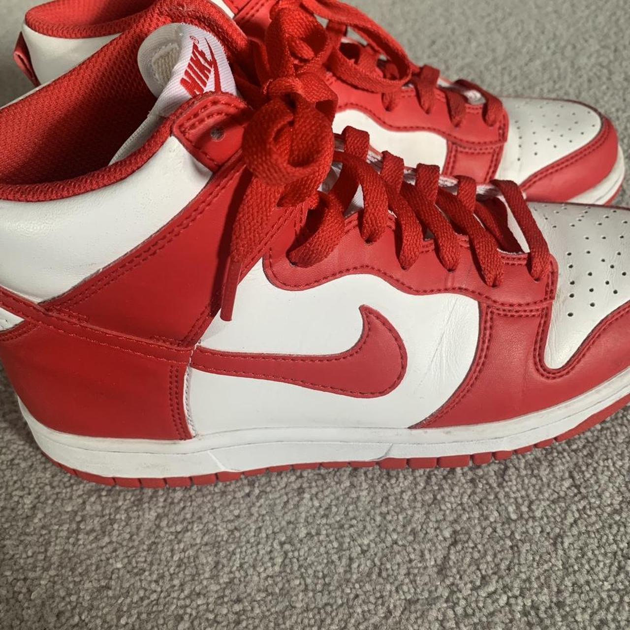 Nike high dunks in red. Size 5.5. Really hard to... - Depop