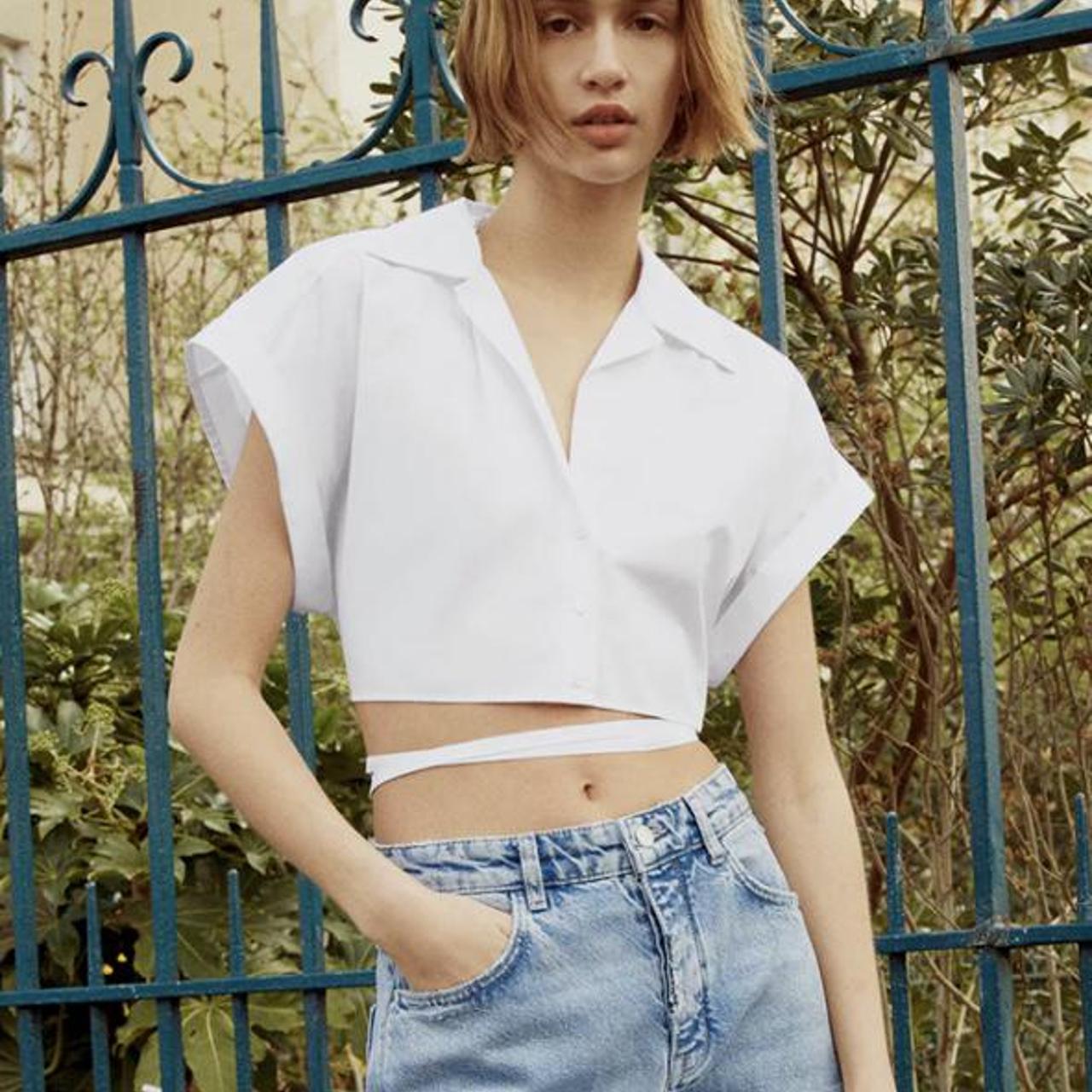 zara cropped white blouse