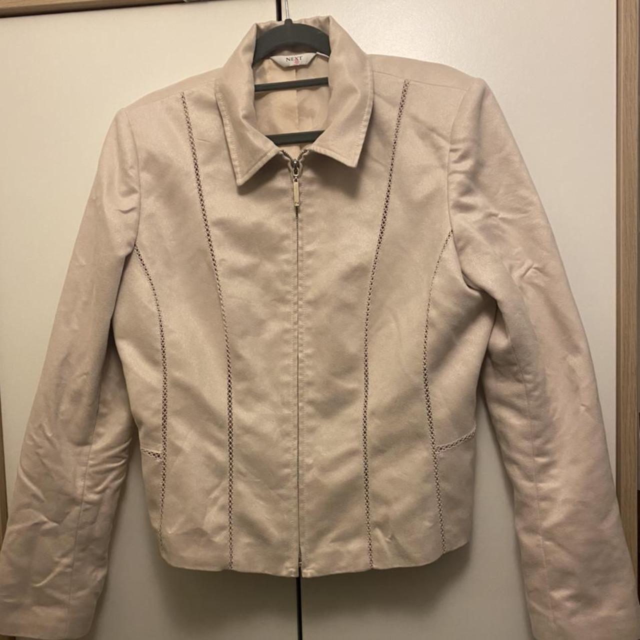 vintage next suede effect jacket! creme/ beige... - Depop