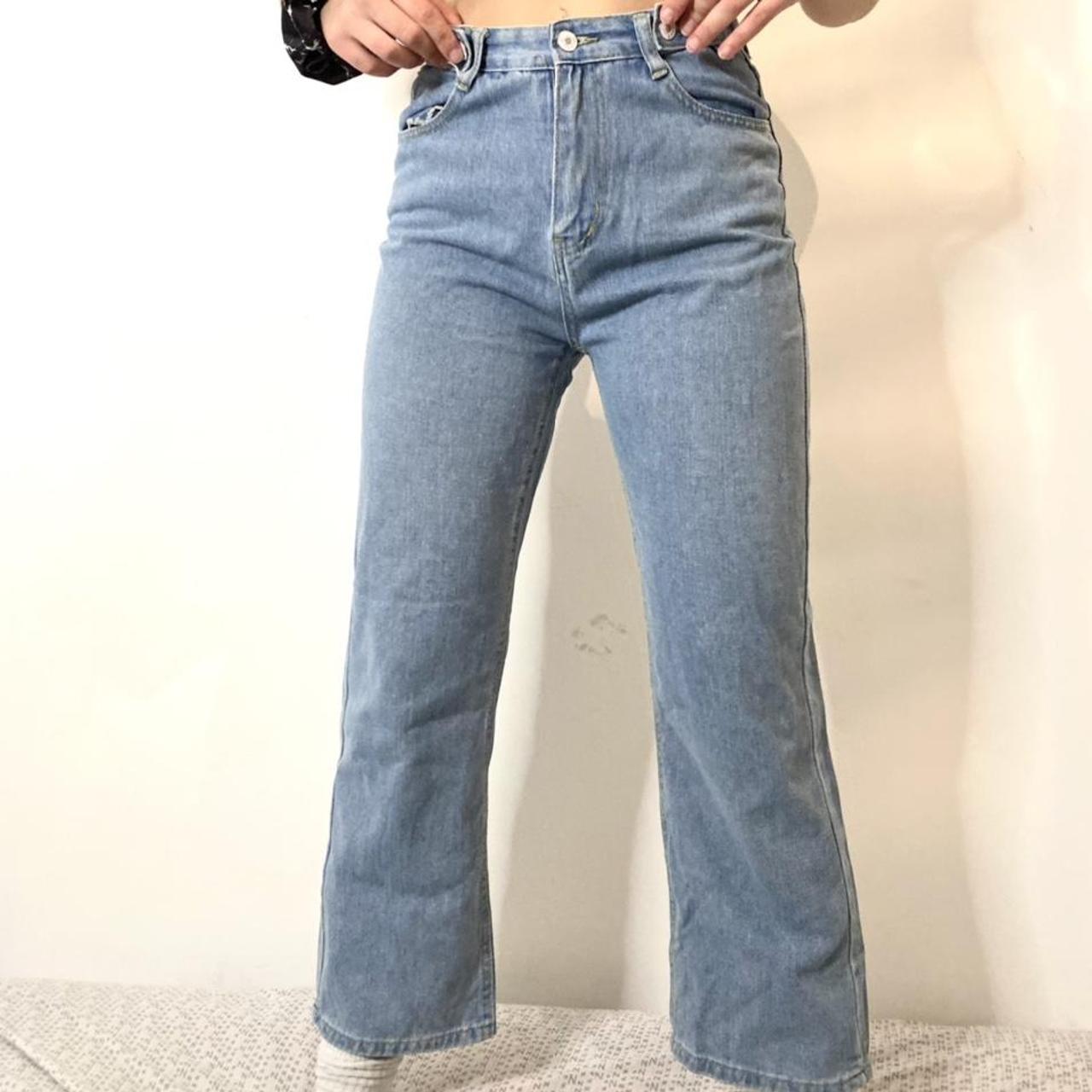 Straight light blue jeans High waisted Fits size... - Depop