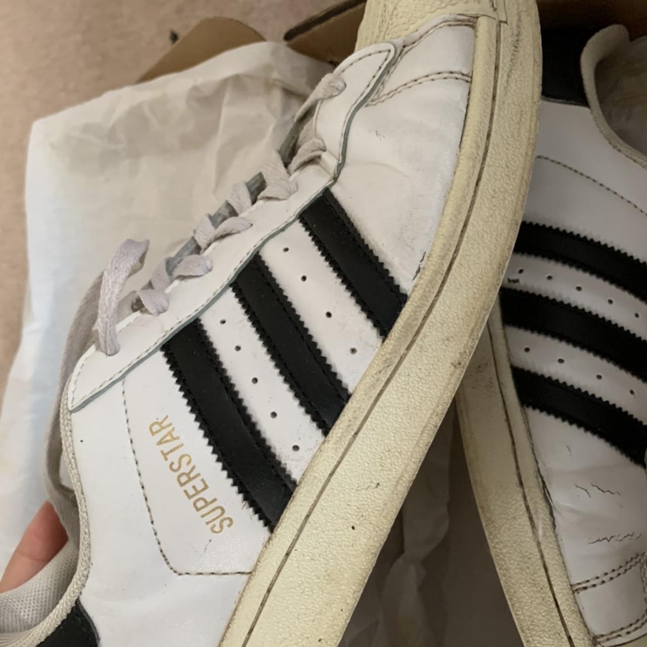 Size 7 black and white Adidas superstars. Used but... - Depop