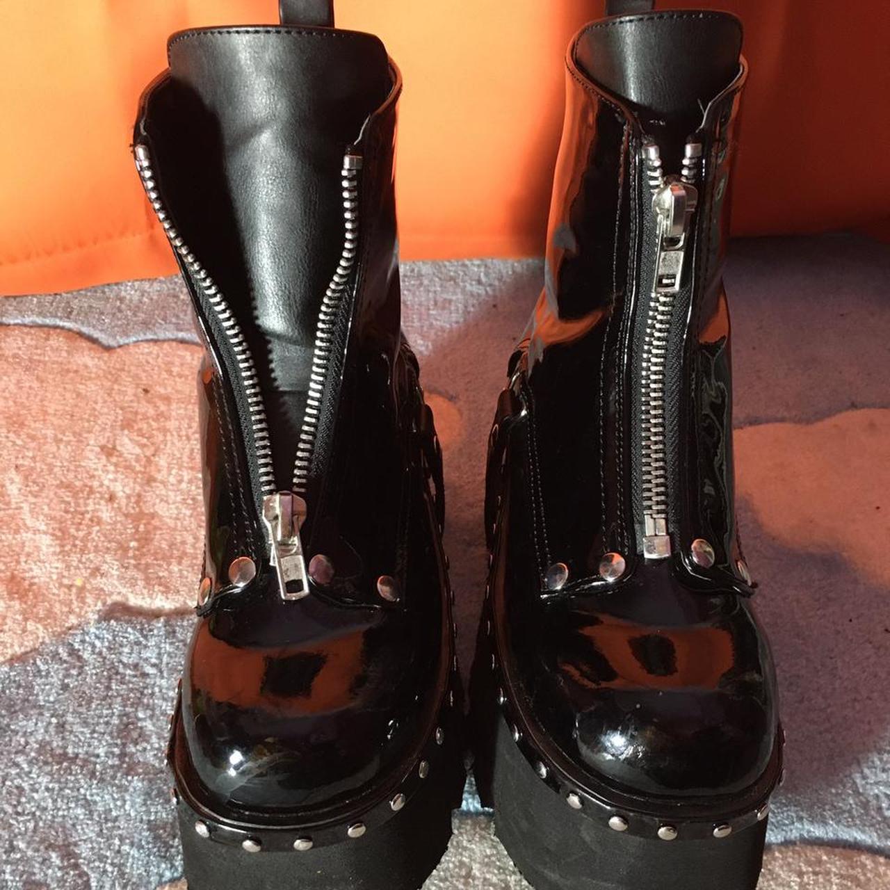 Brand New Studded Rockstar 🎸Latex Demonia Boots with... - Depop