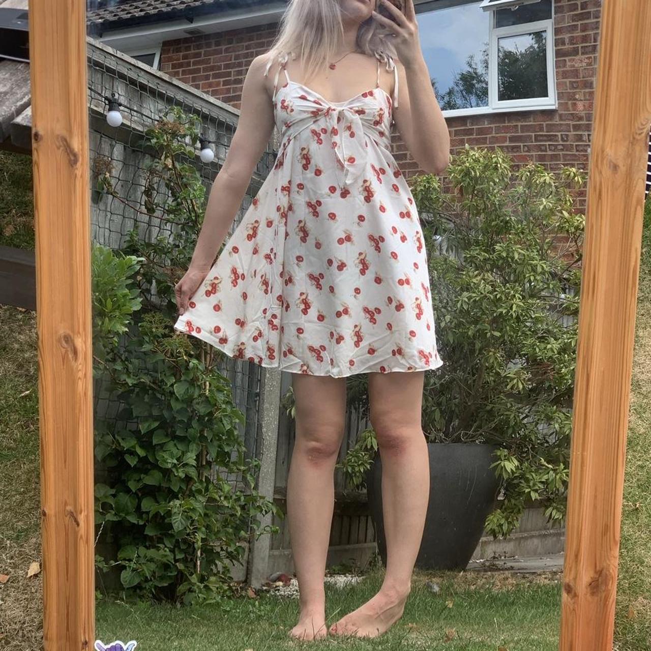 Women's White and Red Dress | Depop