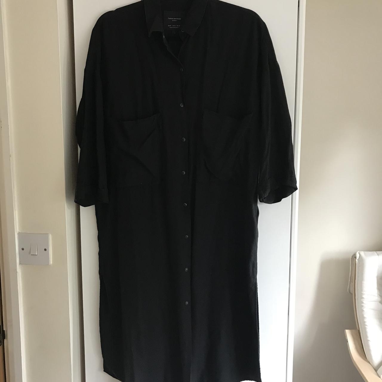 Zara Black denim oversized tunic shirt dress in Depop