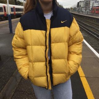 yellow nike bubble jacket