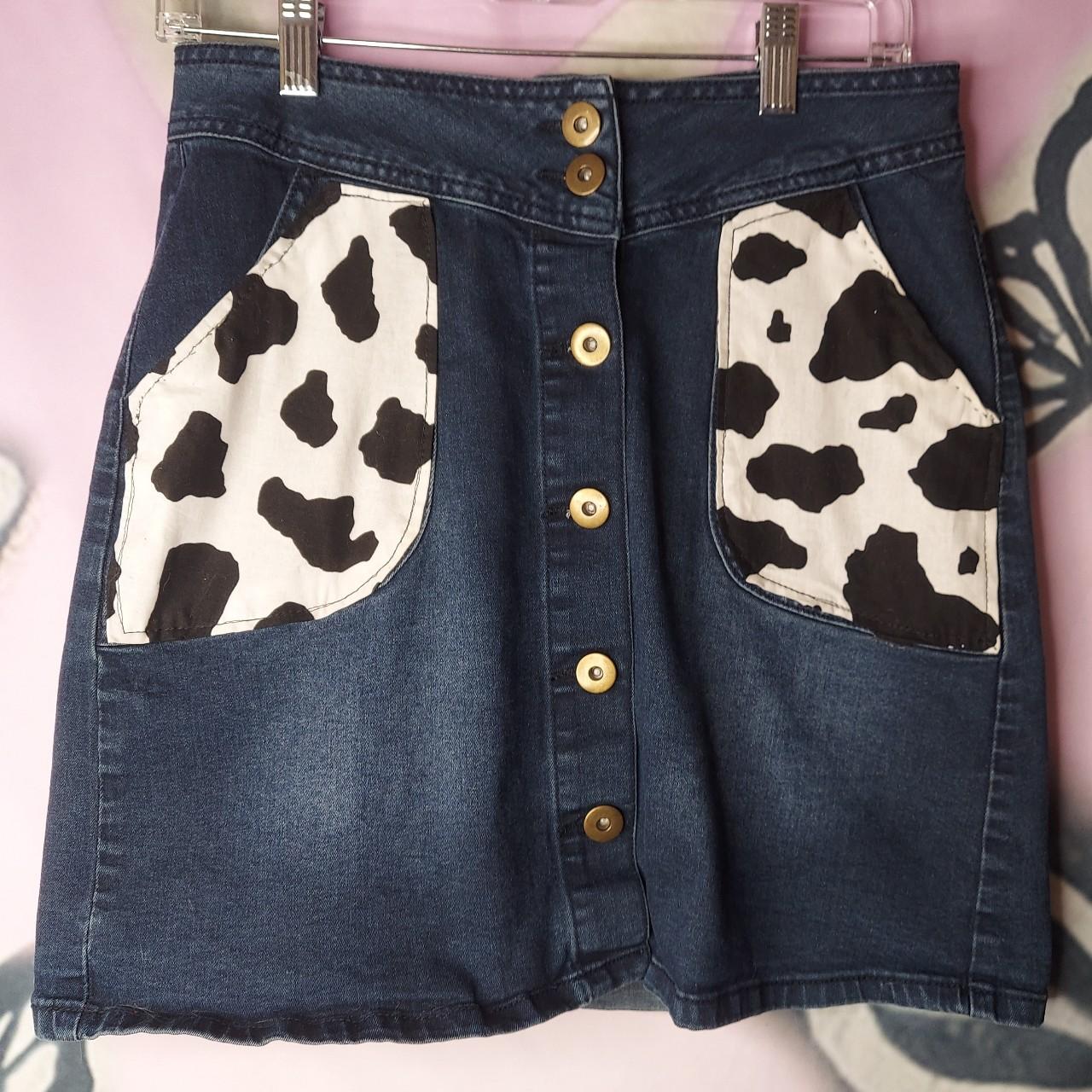 Cow hotsell skirt denim