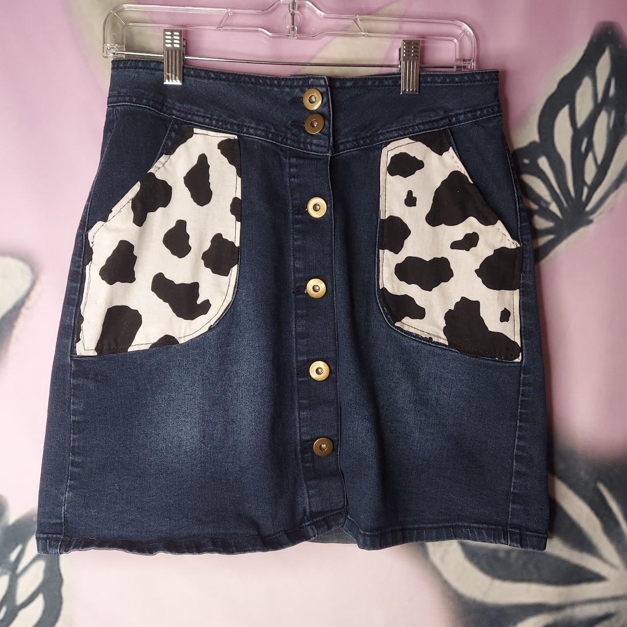 Cow print outlet jean skirt