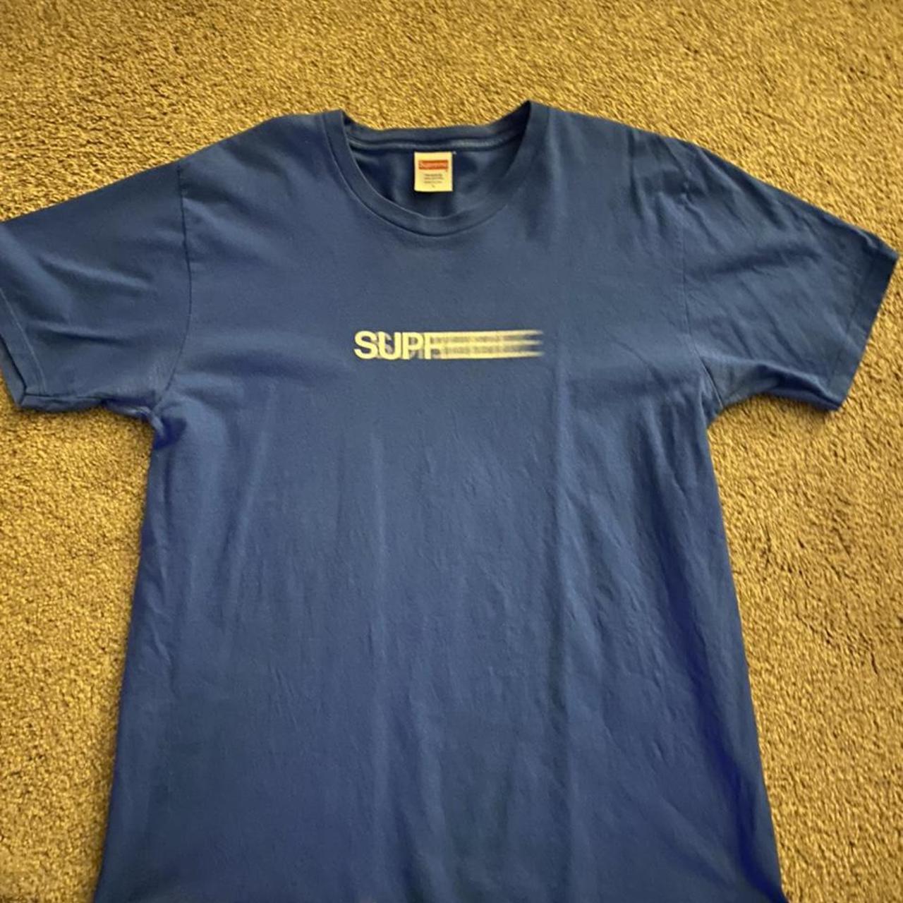 Genuine royal blue faded logo supreme t shirt Size... - Depop