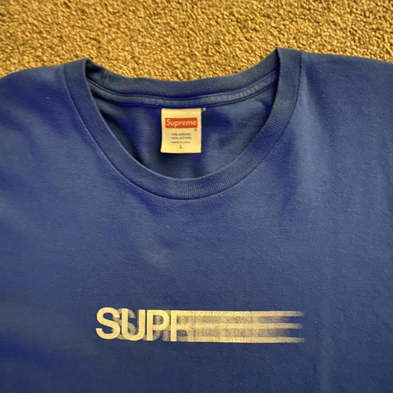 Genuine royal blue faded logo supreme t shirt Size... - Depop