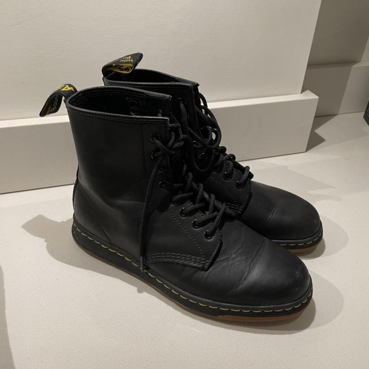 Black Doc Marten Airwair Leather Boots UK size 8... - Depop