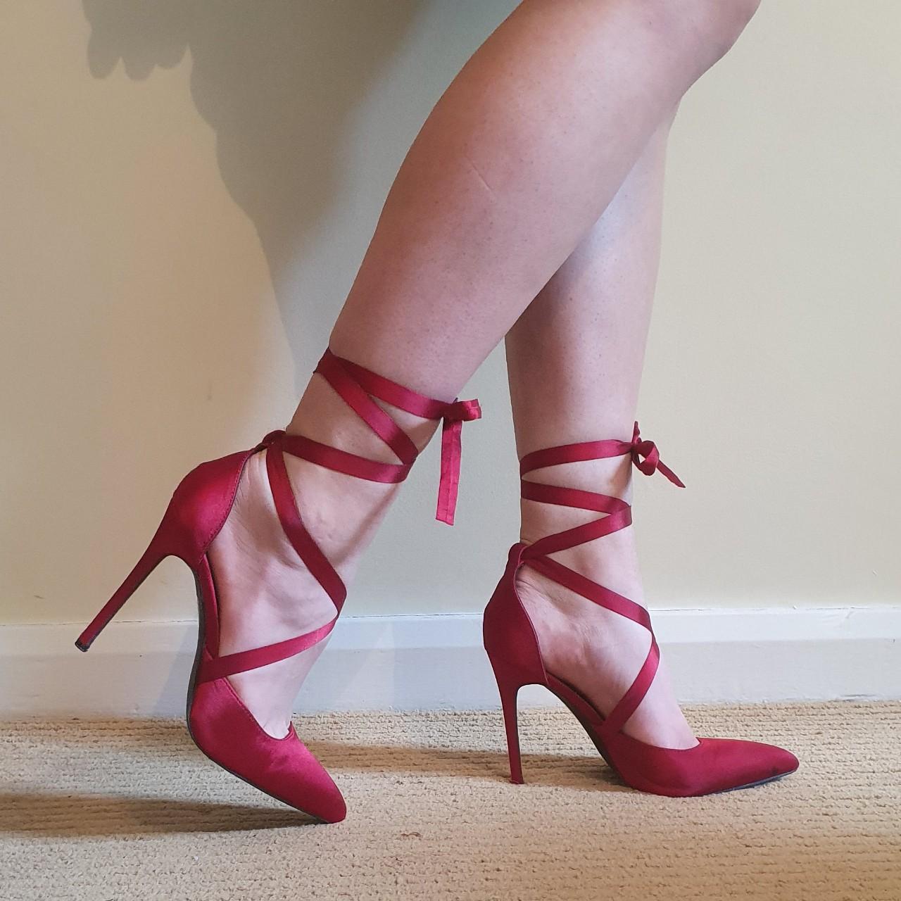 Public Desire Women's Red and Burgundy Courts | Depop