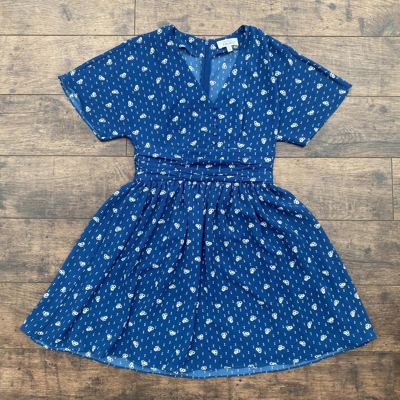 & OTHER STORIES BLUE FLORAL TEA DRESS - with v neck,... - Depop
