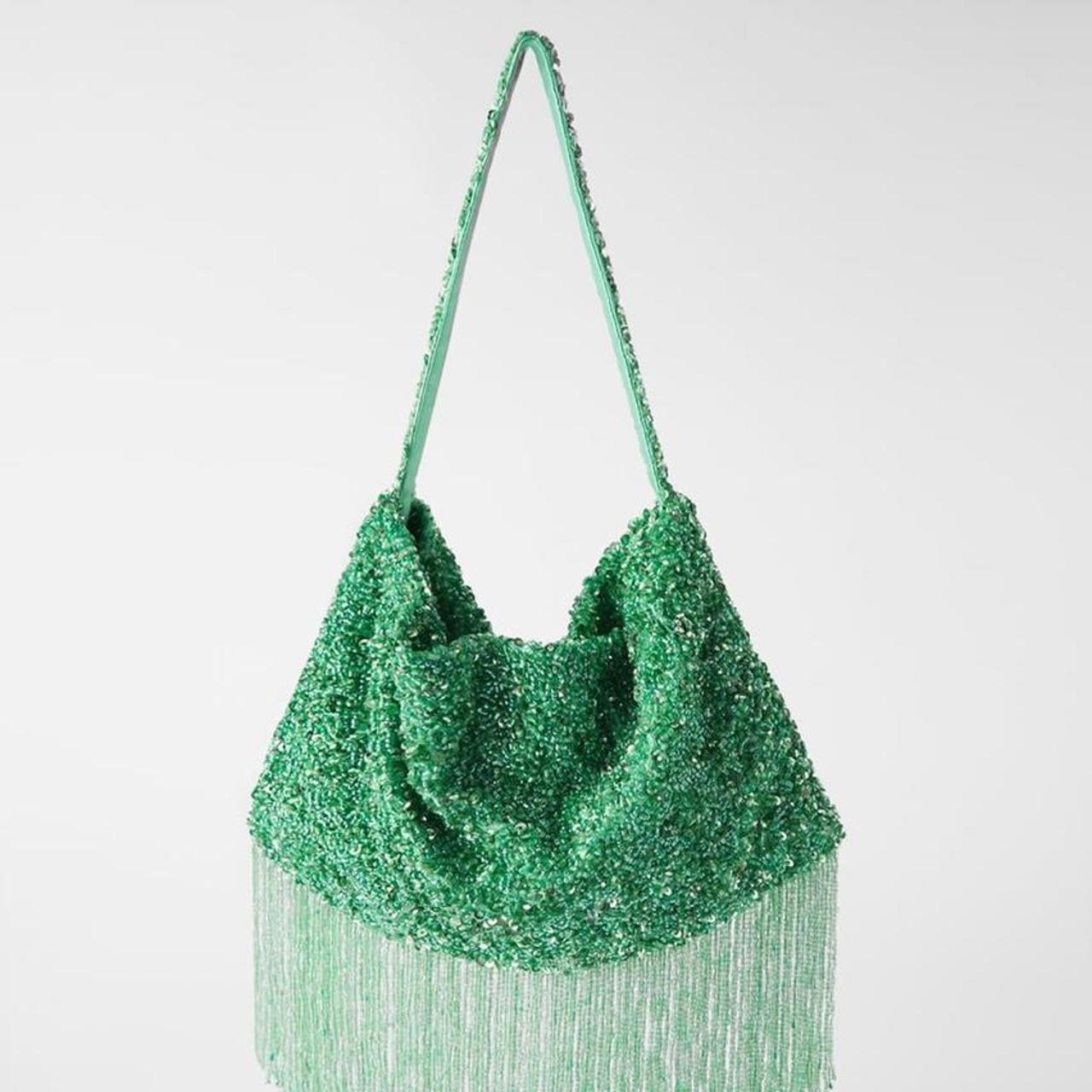 NOT SELLING LOOKING FOR Zara Green Beaded Bag /... Depop