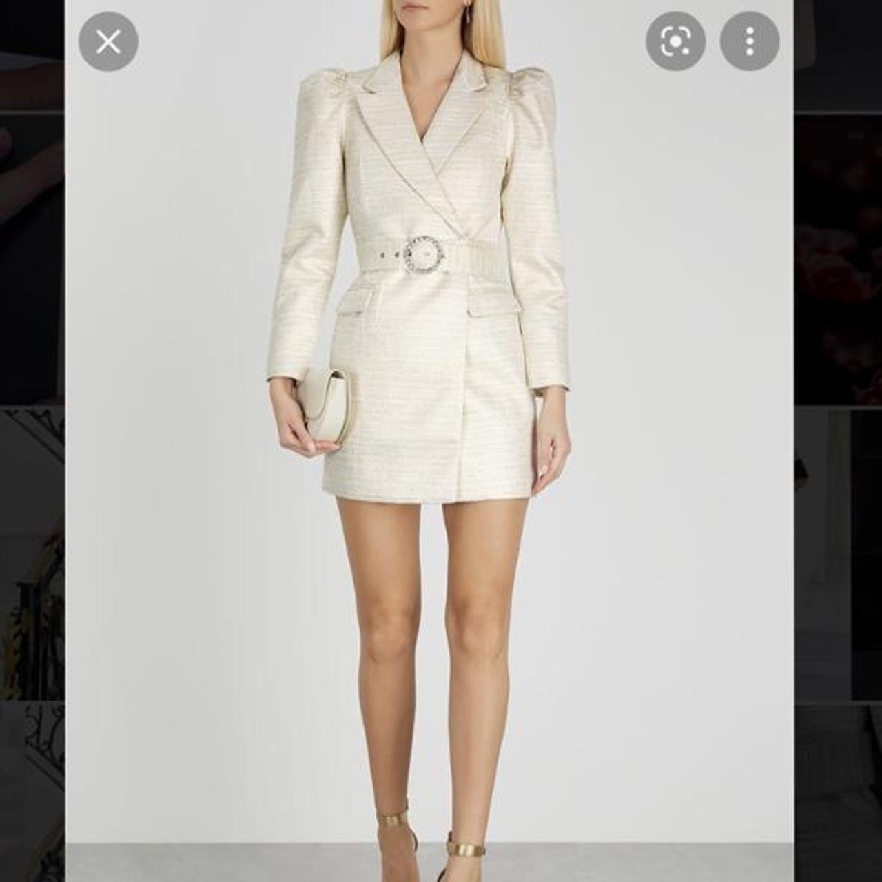 Lavish Alice Blazer Dress Cream Tweed Depop