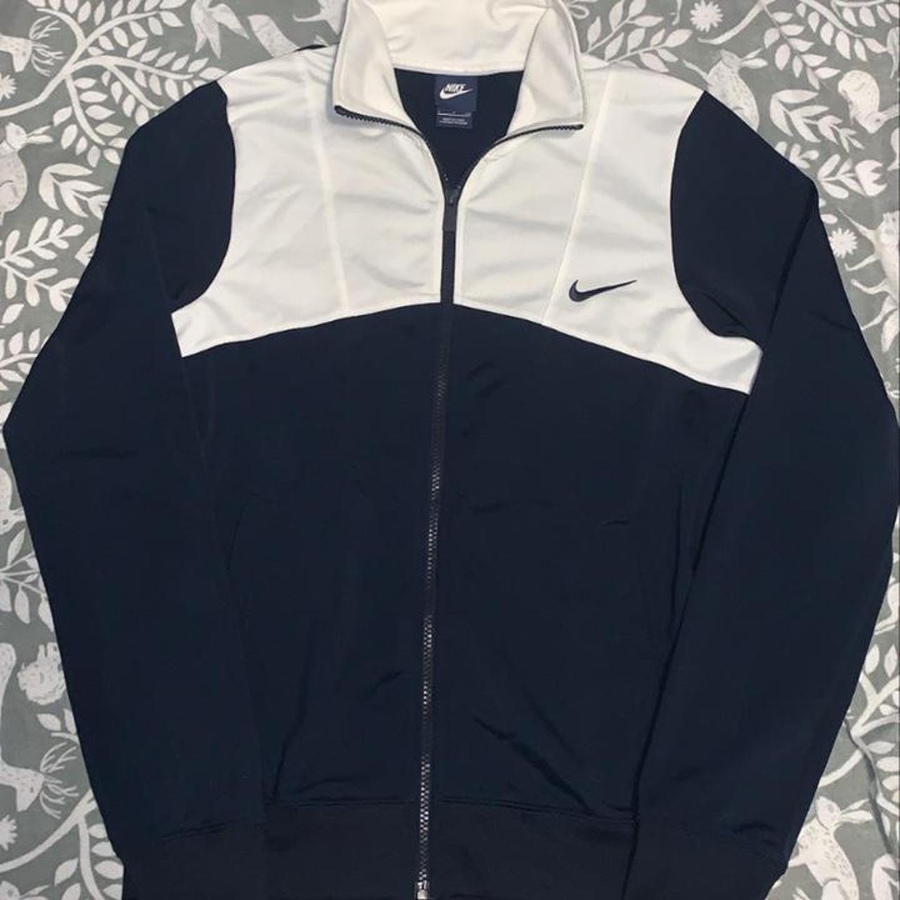 Vintage full zip Nike jacket Navy/white Size mens... - Depop